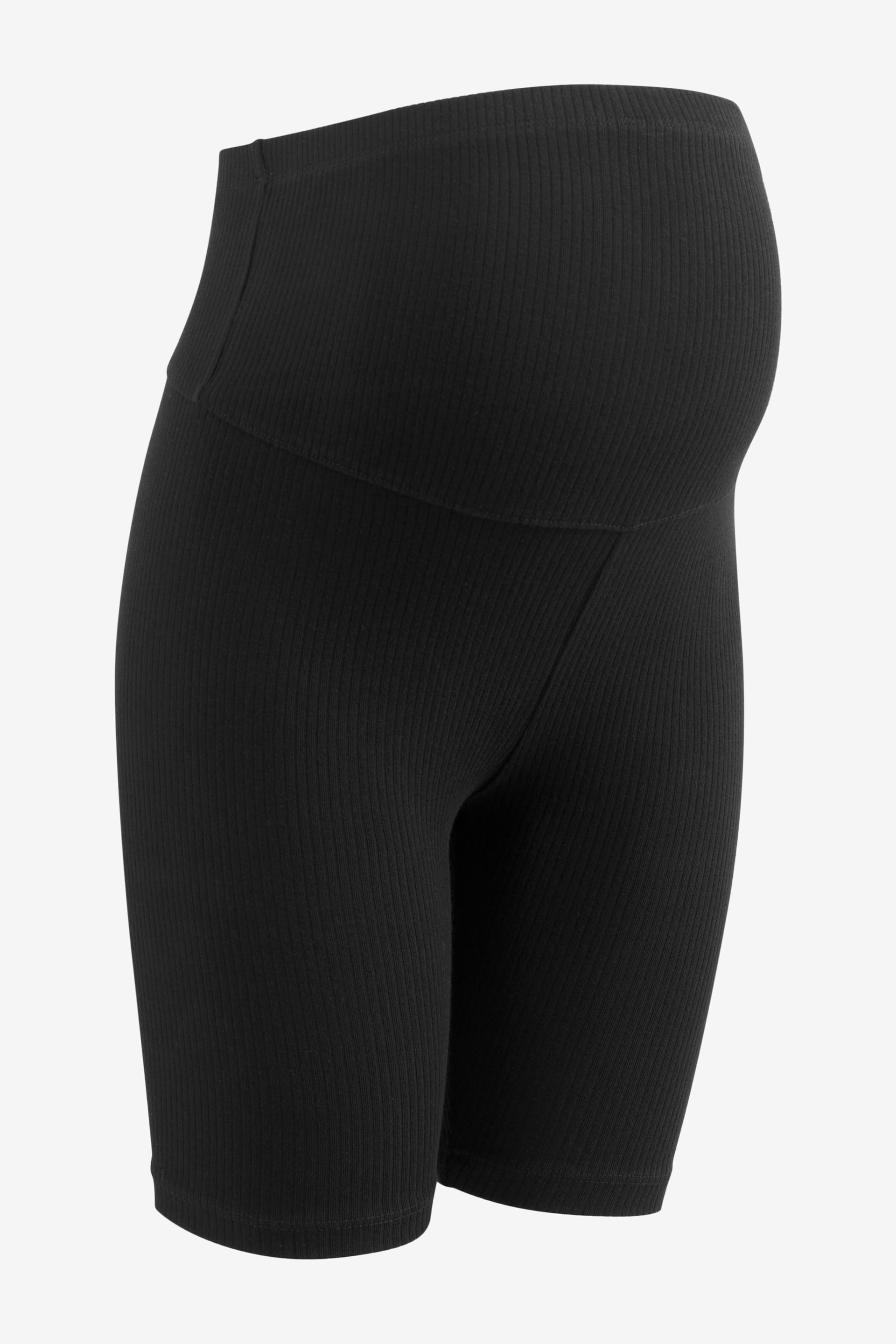 Black Maternity Ribbed Cycling Shorts - Image 6 of 7