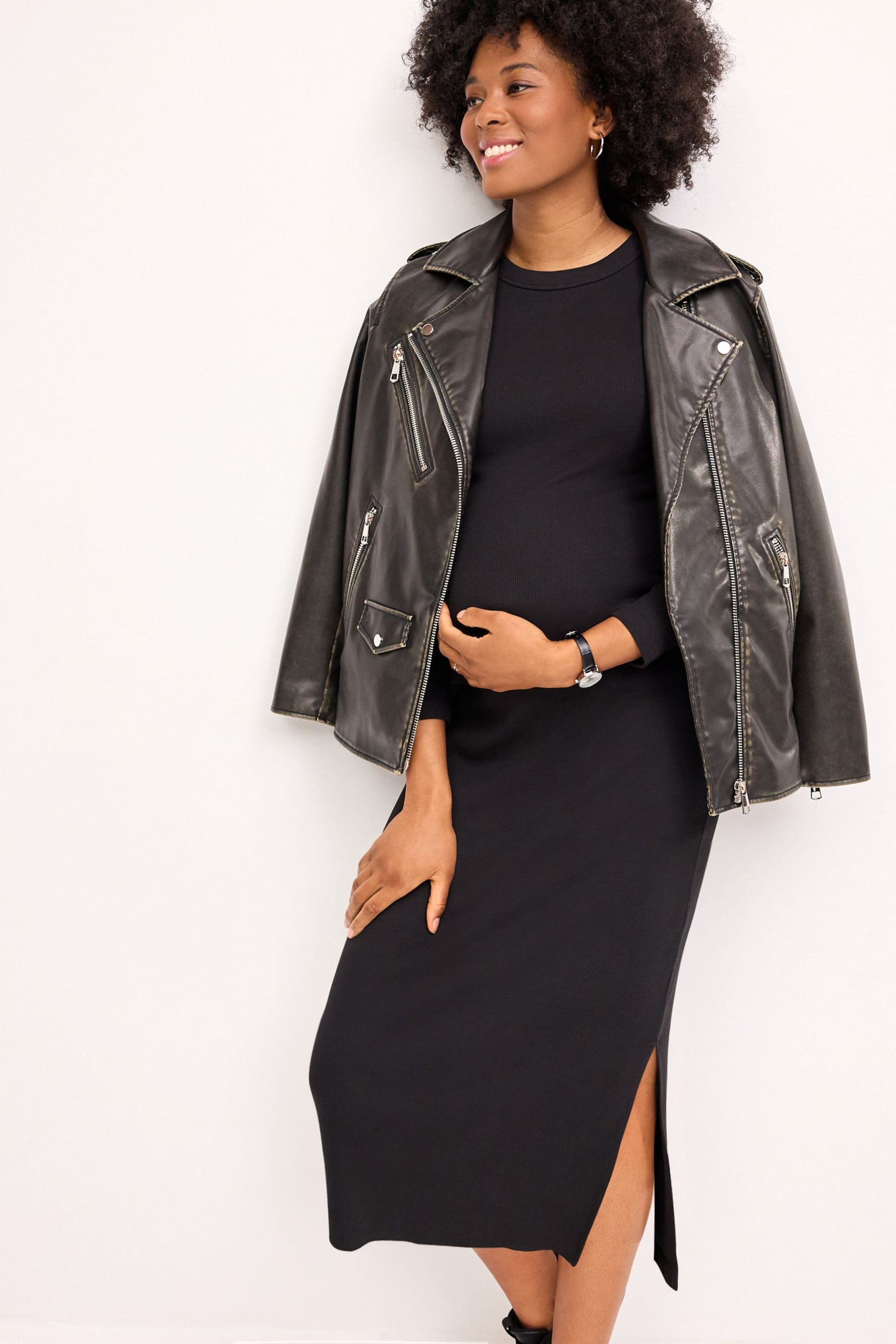 Black Maternity Long Sleeve Dress - Image 3 of 8