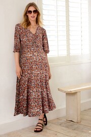 Floral Maternity Ruched Front Print Dress - Image 1 of 7