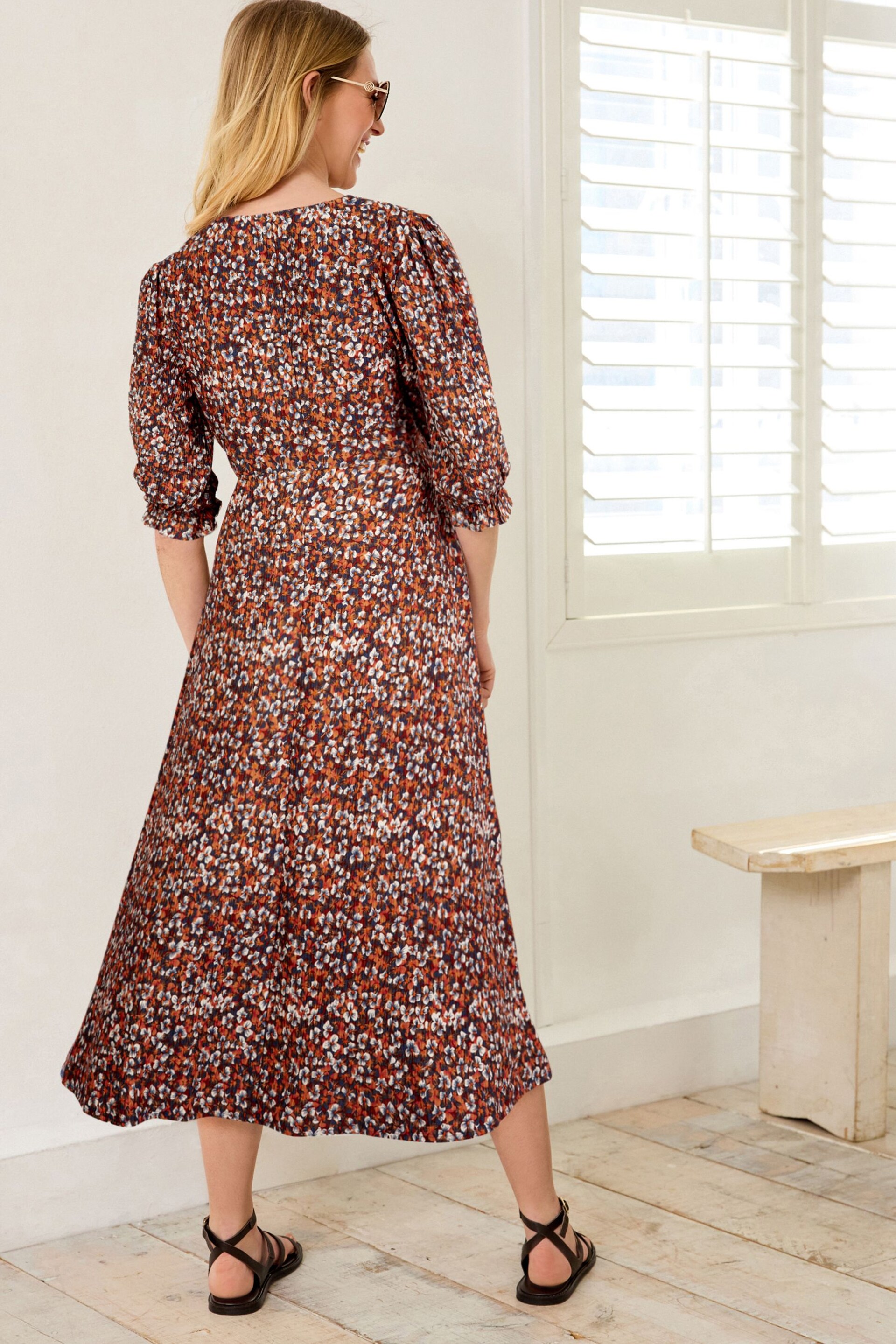 Floral Maternity Ruched Front Print Dress - Image 3 of 7