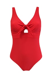 Pour Moi Red Underwired Bow Front Control Swimsuit - Image 4 of 5