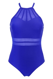 Pour Moi Blue Beach Bound High Neck Swimsuit - Image 4 of 5