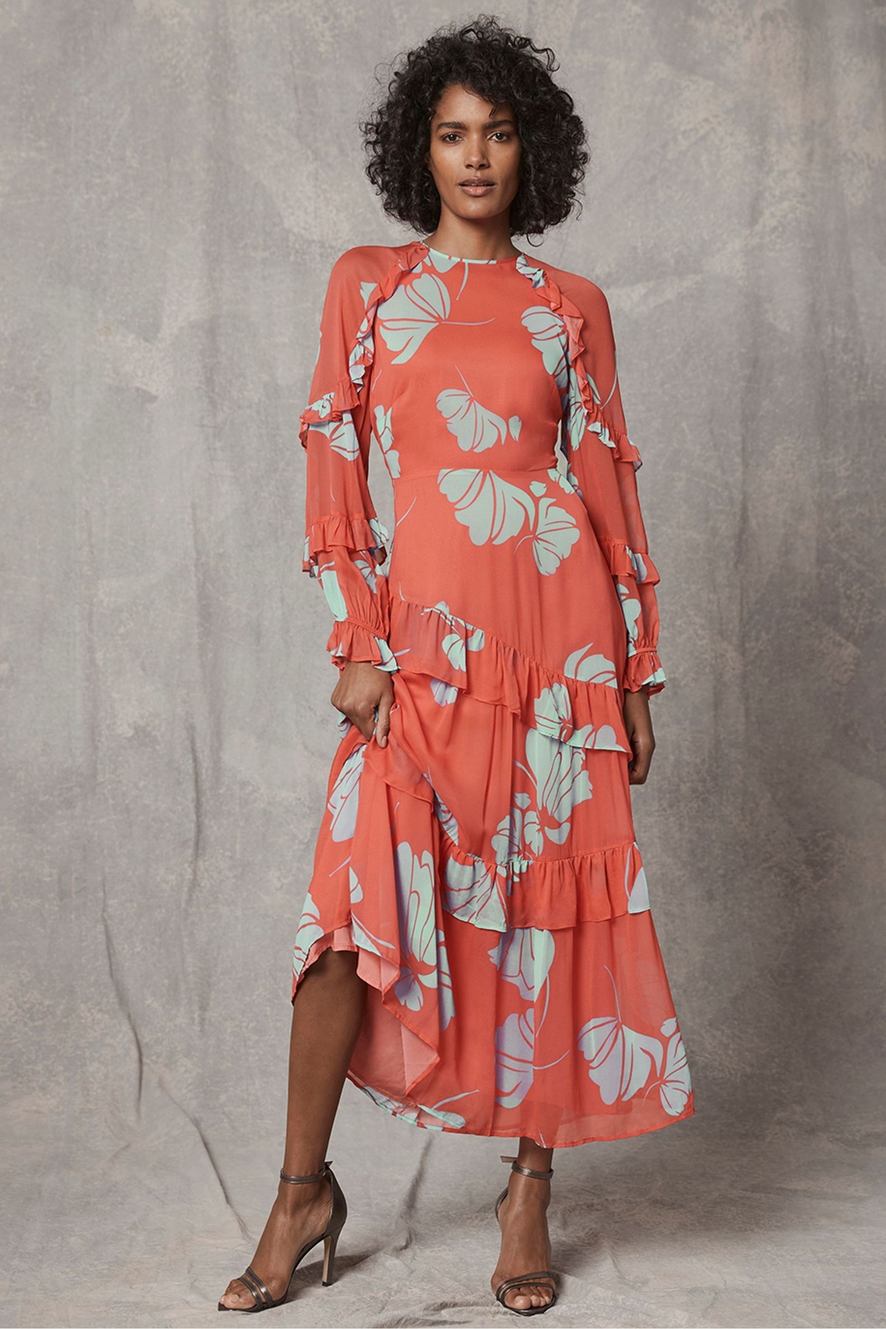 Buy Mint Velvet Red Arabella Ruffle Maxi Dress from Next Luxembourg
