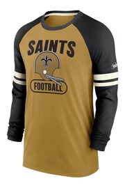 Nike Yellow NFL Fanatics New Orleans Saints Dri-Fit Cotton Long Sleeve Raglan T-Shirt - Image 1 of 3