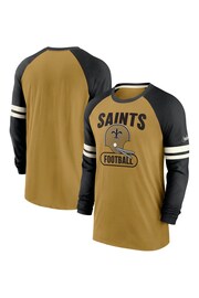 Nike Yellow NFL Fanatics New Orleans Saints Dri-Fit Cotton Long Sleeve Raglan T-Shirt - Image 3 of 3