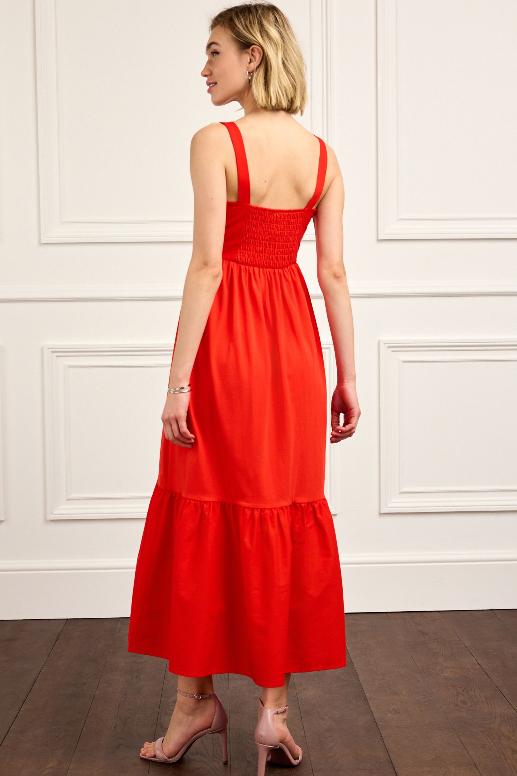 Buy Red Poplin Jersey Cami Midi Dress from Next Luxembourg