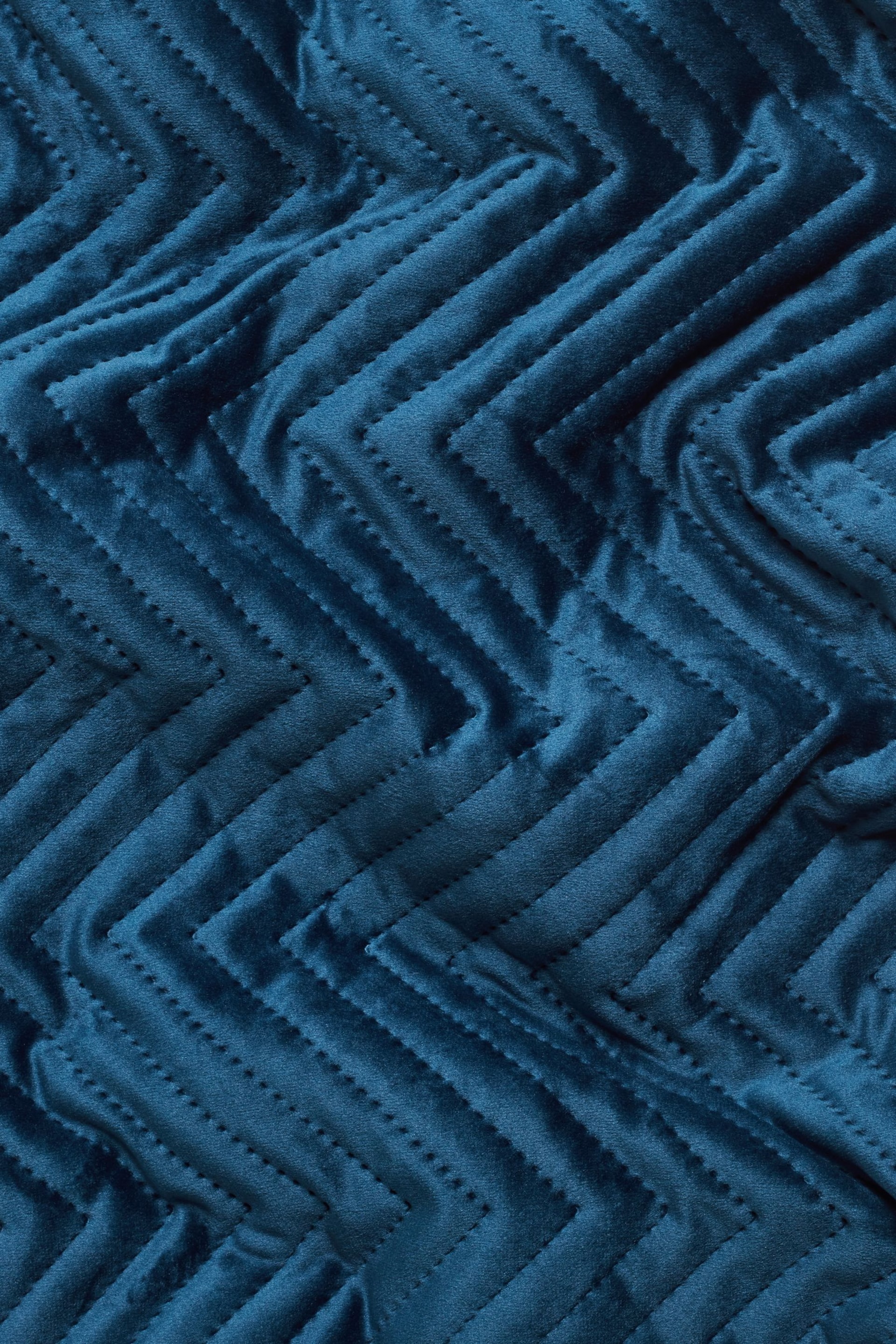 Navy Blue Madison Quilted Velvet Duvet Cover and Pillowcase Set - Image 4 of 4