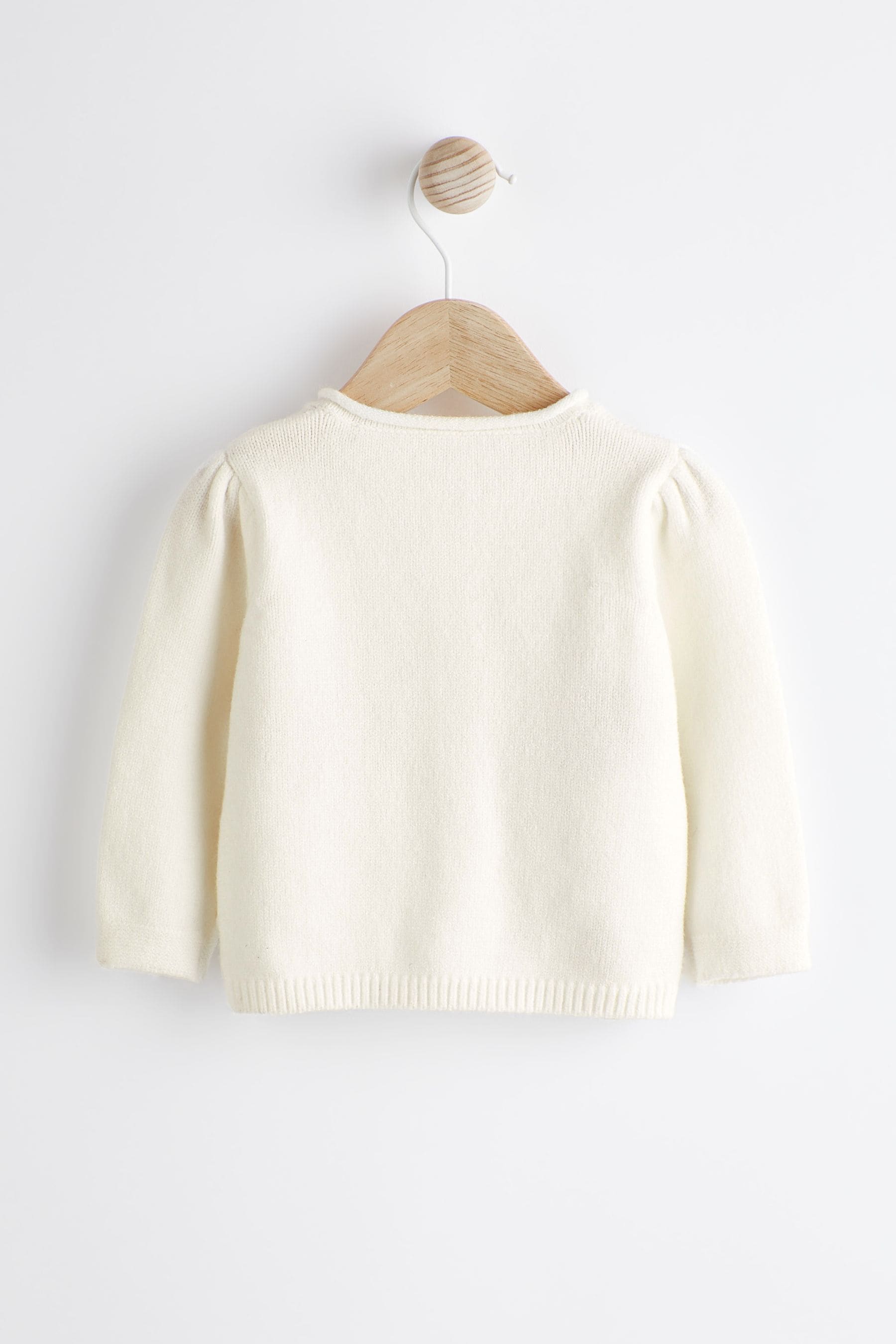 Buy Ecru White Embroidered Bunny Baby Knitted Cardigan 0mths 3yrs from Next Luxembourg