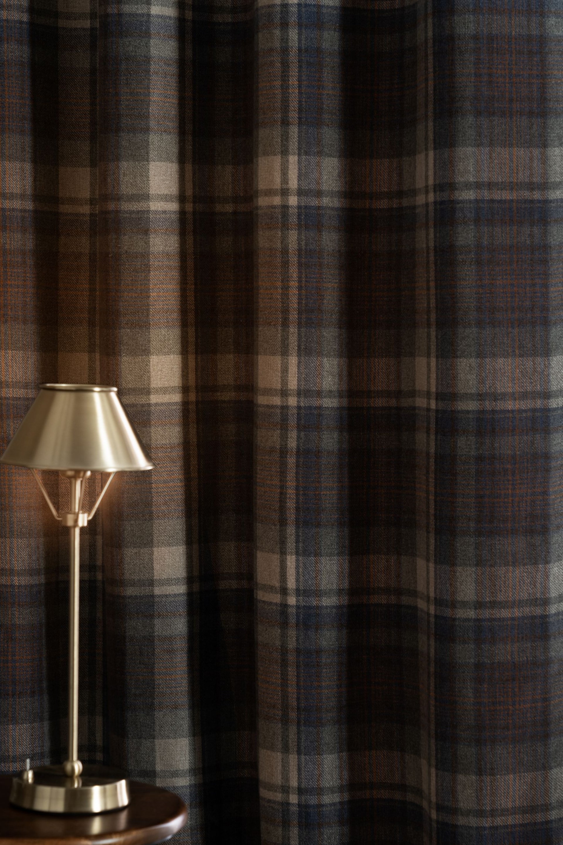 Blue/Grey Next Alpine Check Super Thermal Eyelet Curtains - Image 3 of 6