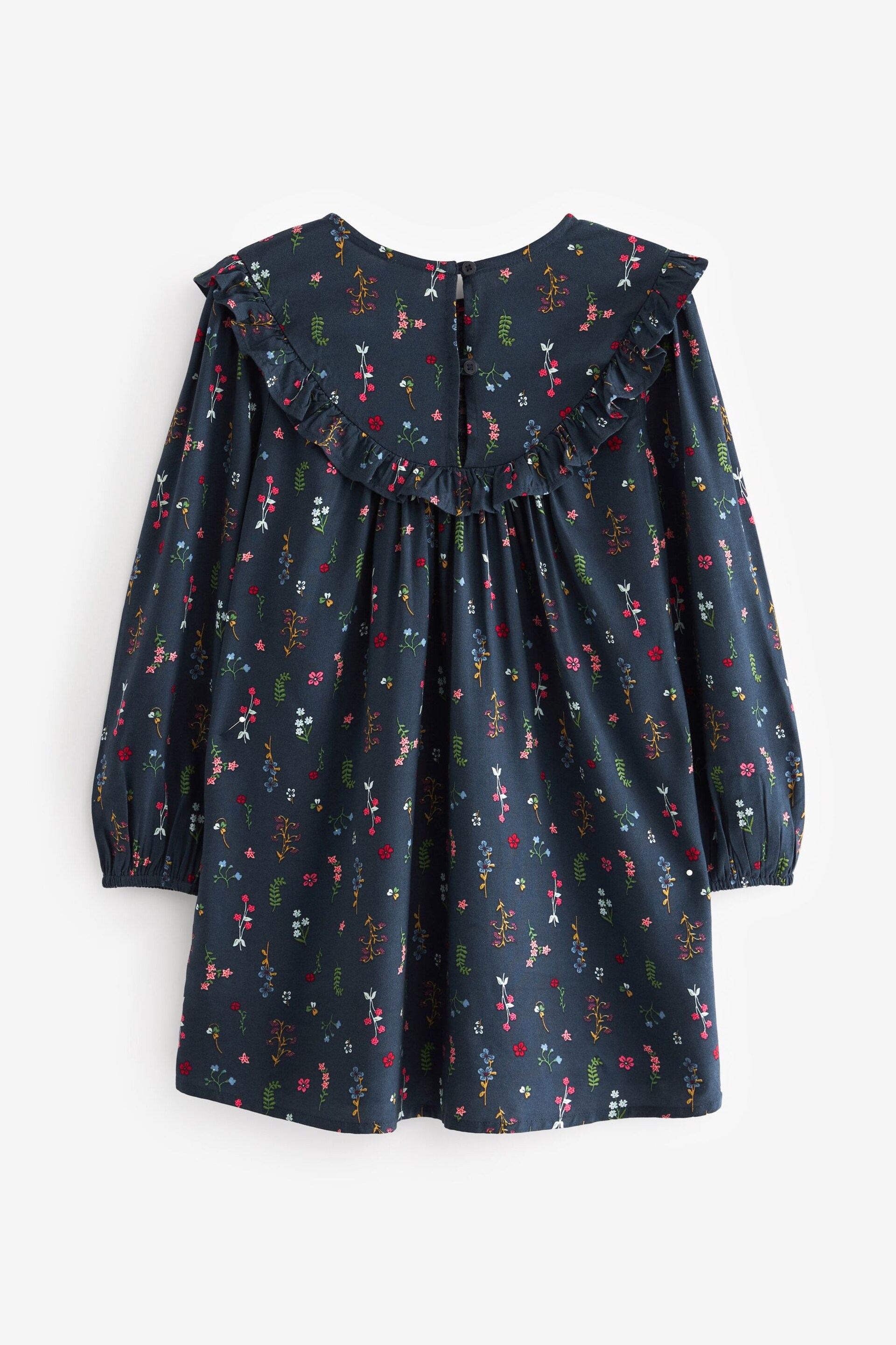 Navy Blue Floral Printed Dress (12mths-16yrs) - Image 6 of 7