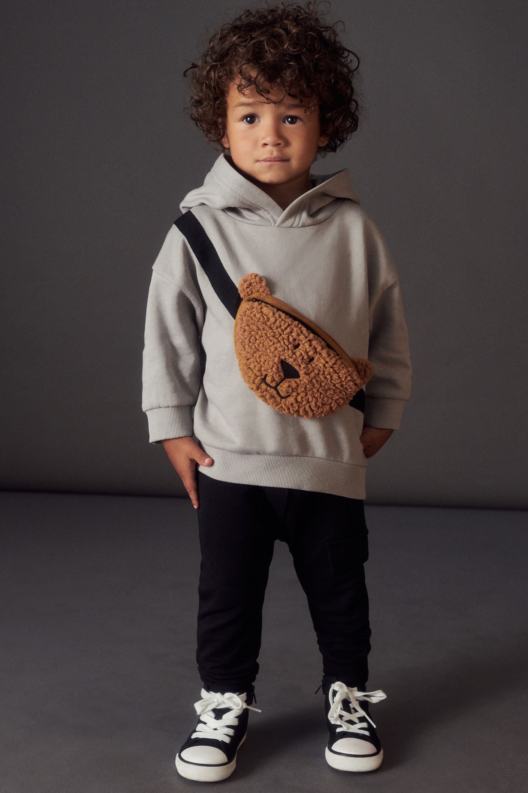 Buy Pale Grey Teddy Bumbag Character Hoodie And Joggers Set 3mths 7yrs from Next Qatar