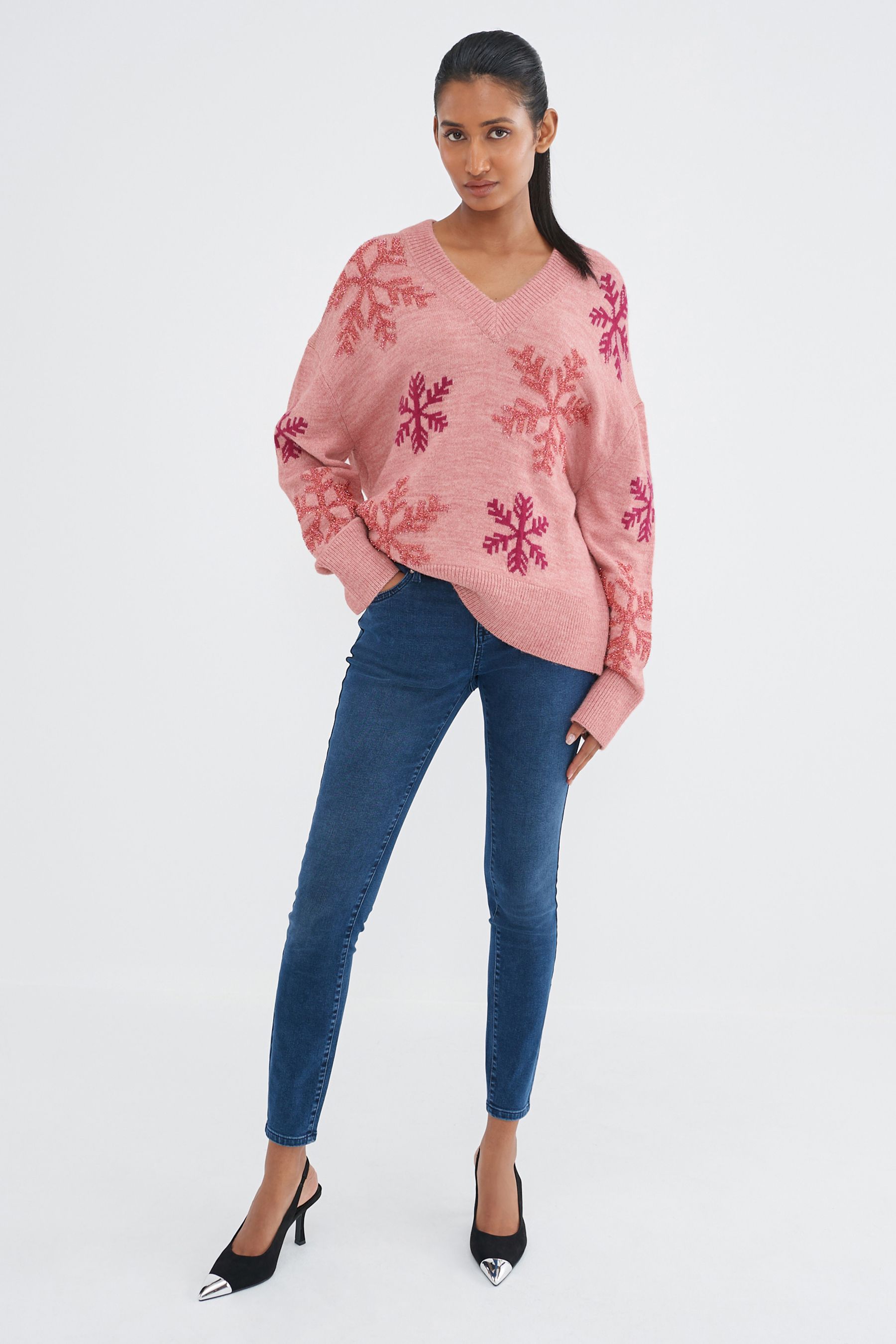 Pink snowflake jumper hotsell