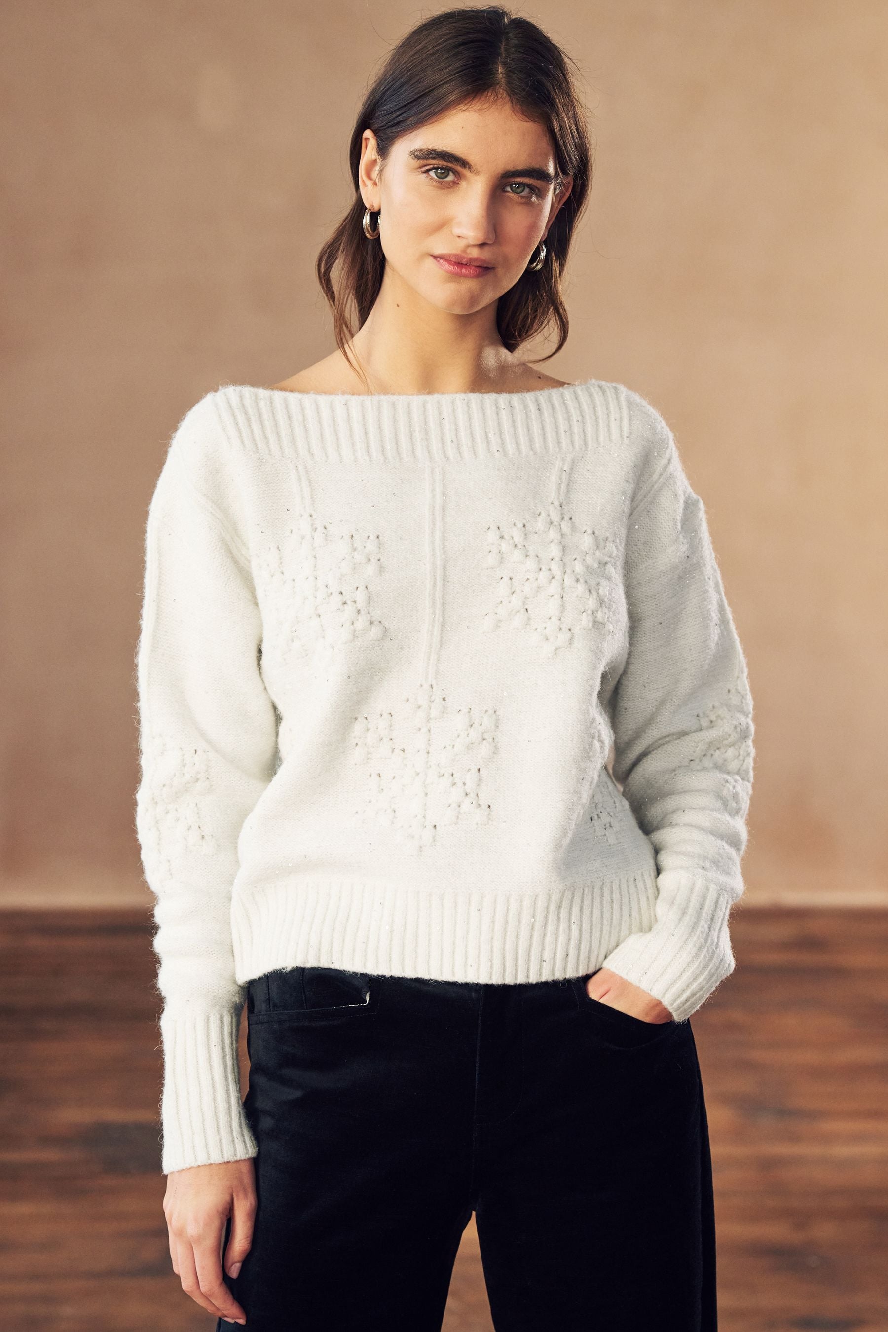 White snowflake jumper top
