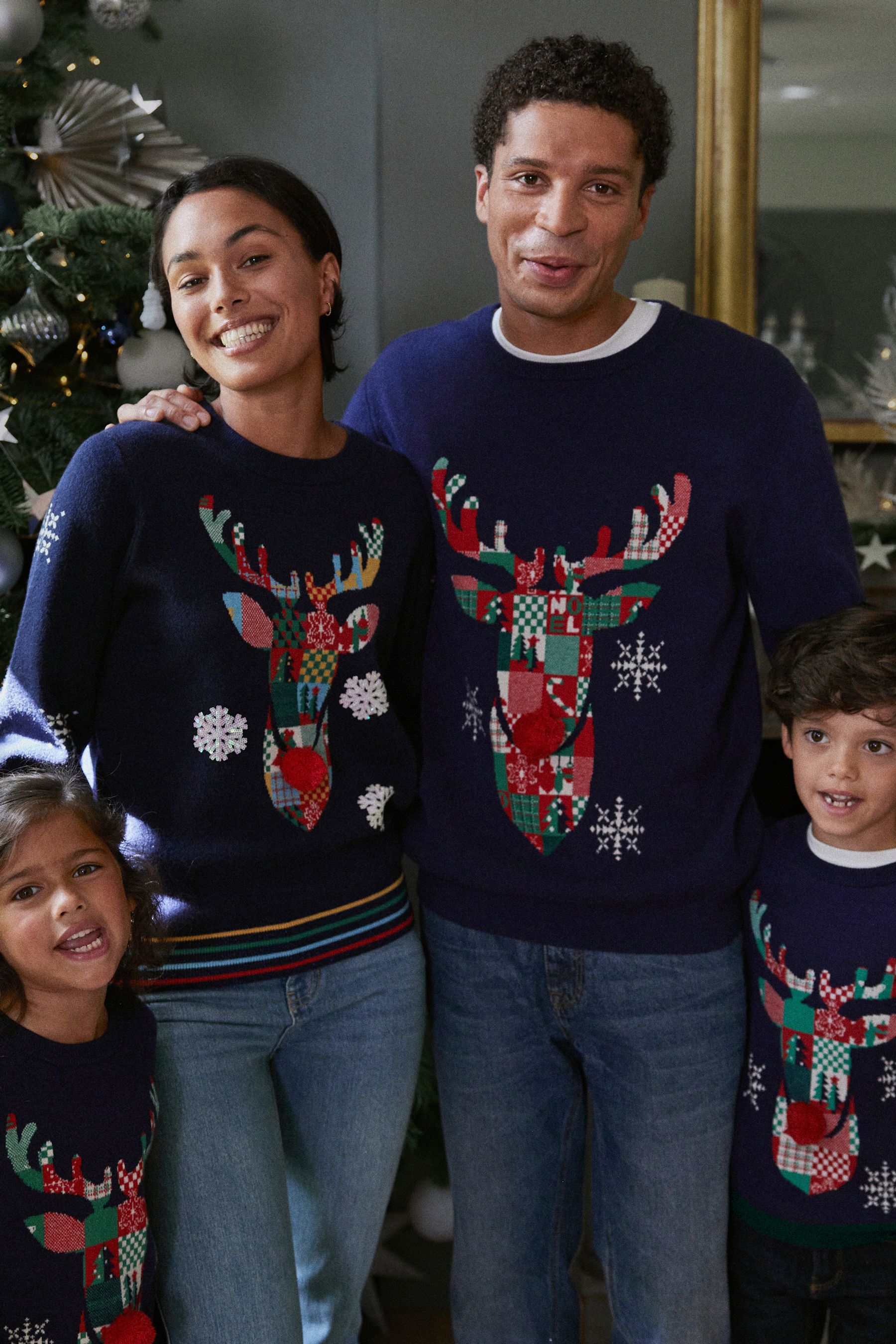 Buy Navy Blue Reindeer Reindeer Christmas Jumper from Next Luxembourg