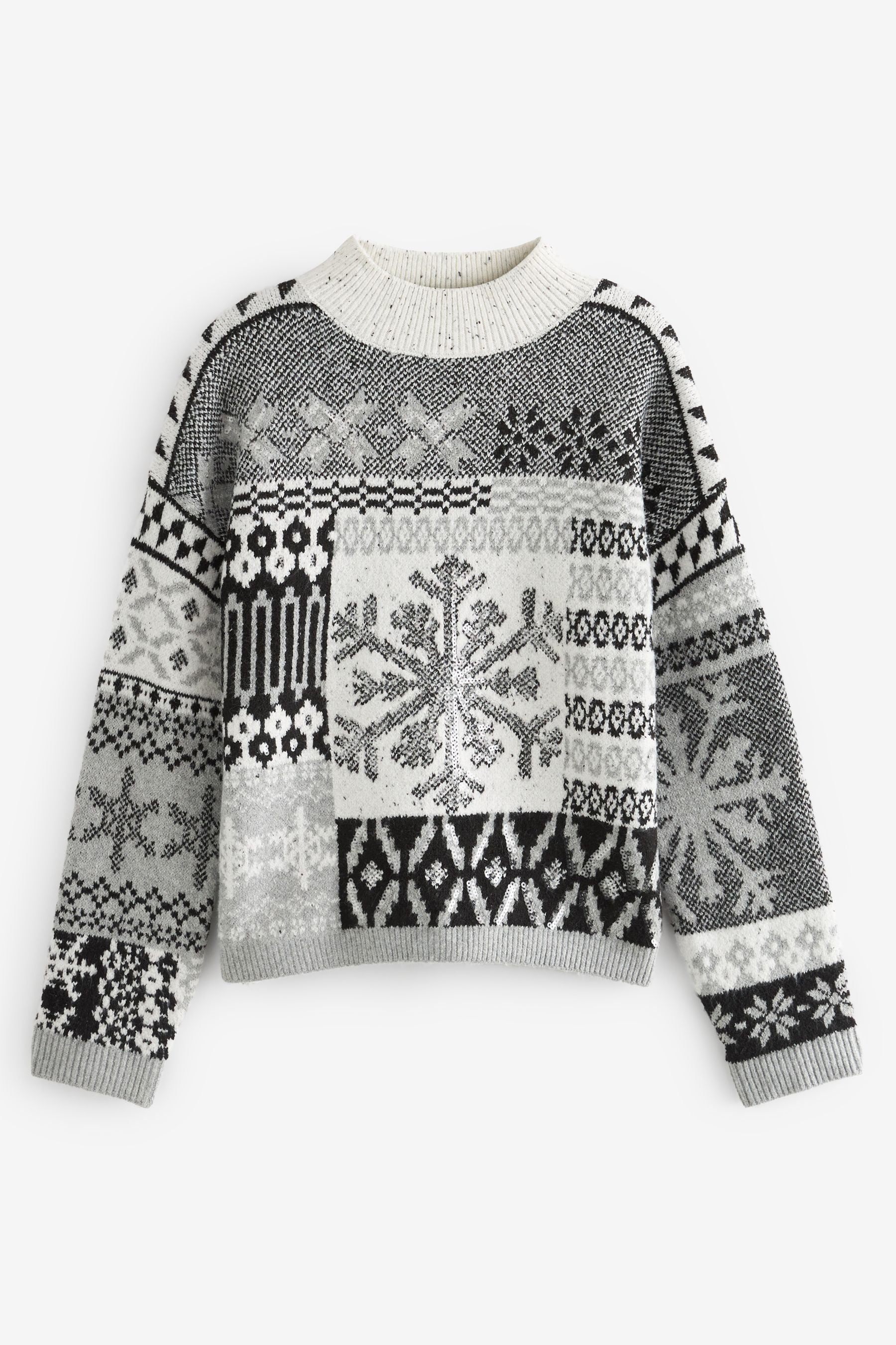 Buy Grey Sequin Snowflake Womens Christmas Jumper from Next Netherlands