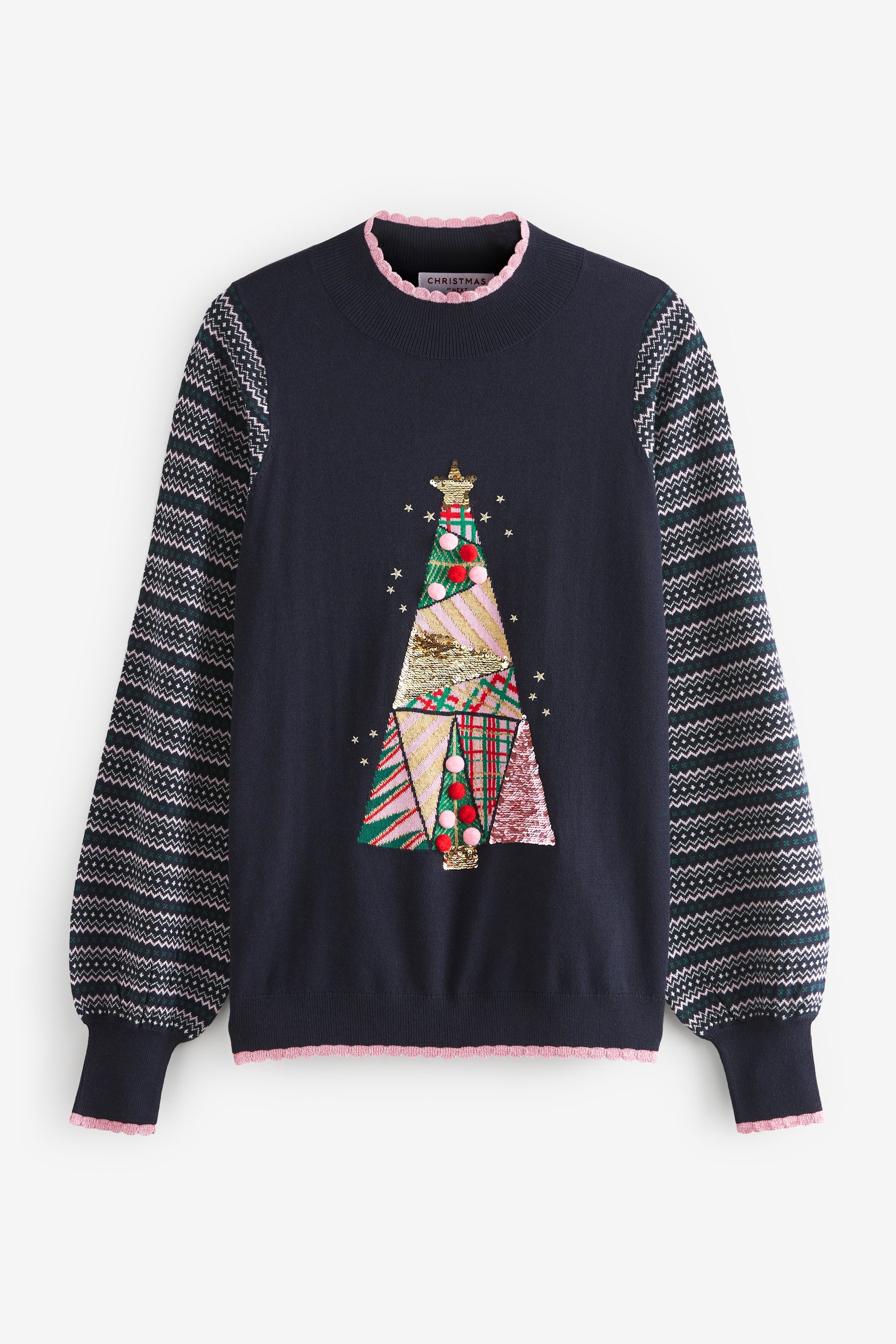 Navy blue christmas sweater top