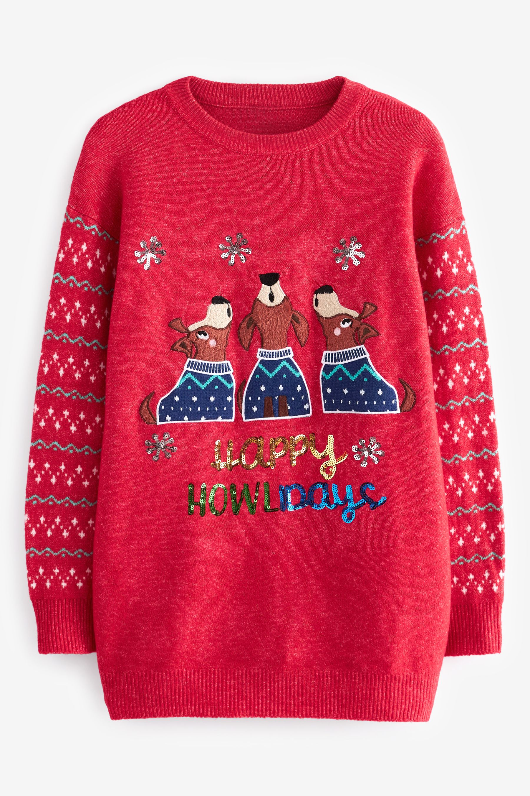 Buy Red Happy Howlidays Slogan Christmas Jumper from Next Luxembourg