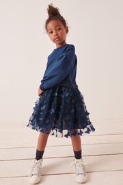 Navy Blue 3D Butterfly Sweat Dress (3-12yrs) - Image 2 of 8