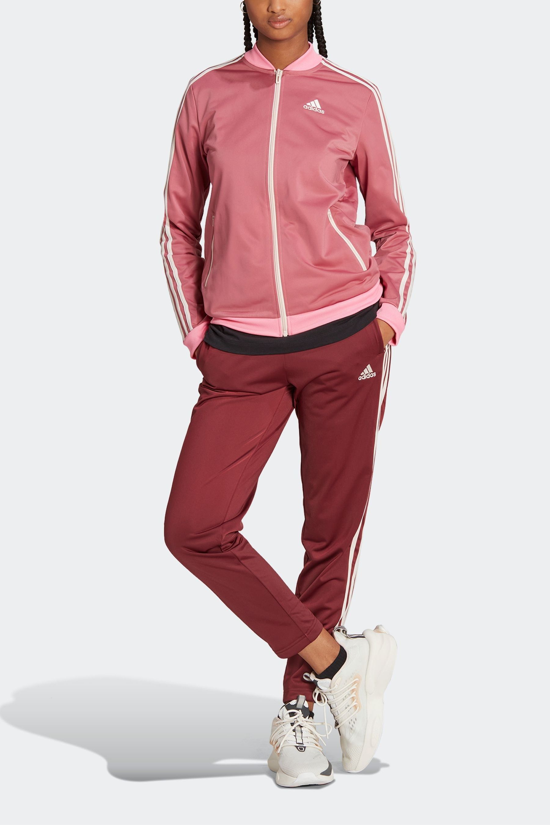 Buy adidas Dark Pink Essentials 3 Stripe Tracksuit from Next Belgium