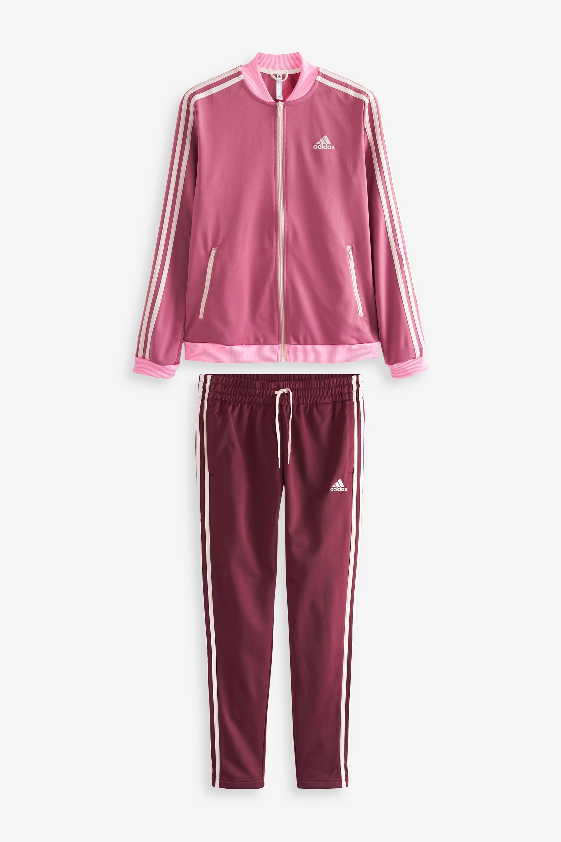Buy adidas Dark Pink Essentials 3 Stripe Tracksuit from Next Luxembourg