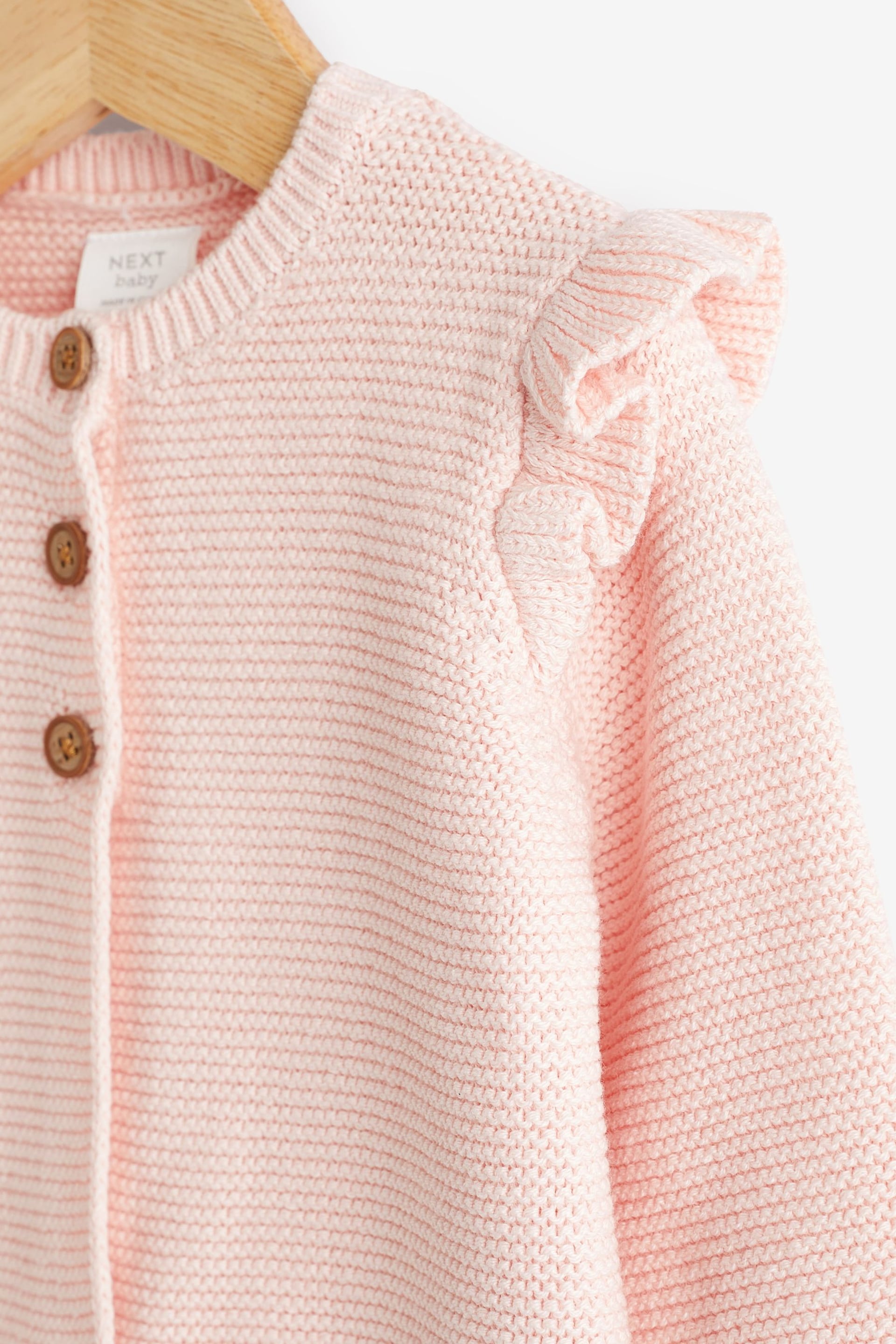 Pink Baby Frill Shoulder Knitted Cardigan (0mths-2yrs) - Image 3 of 6