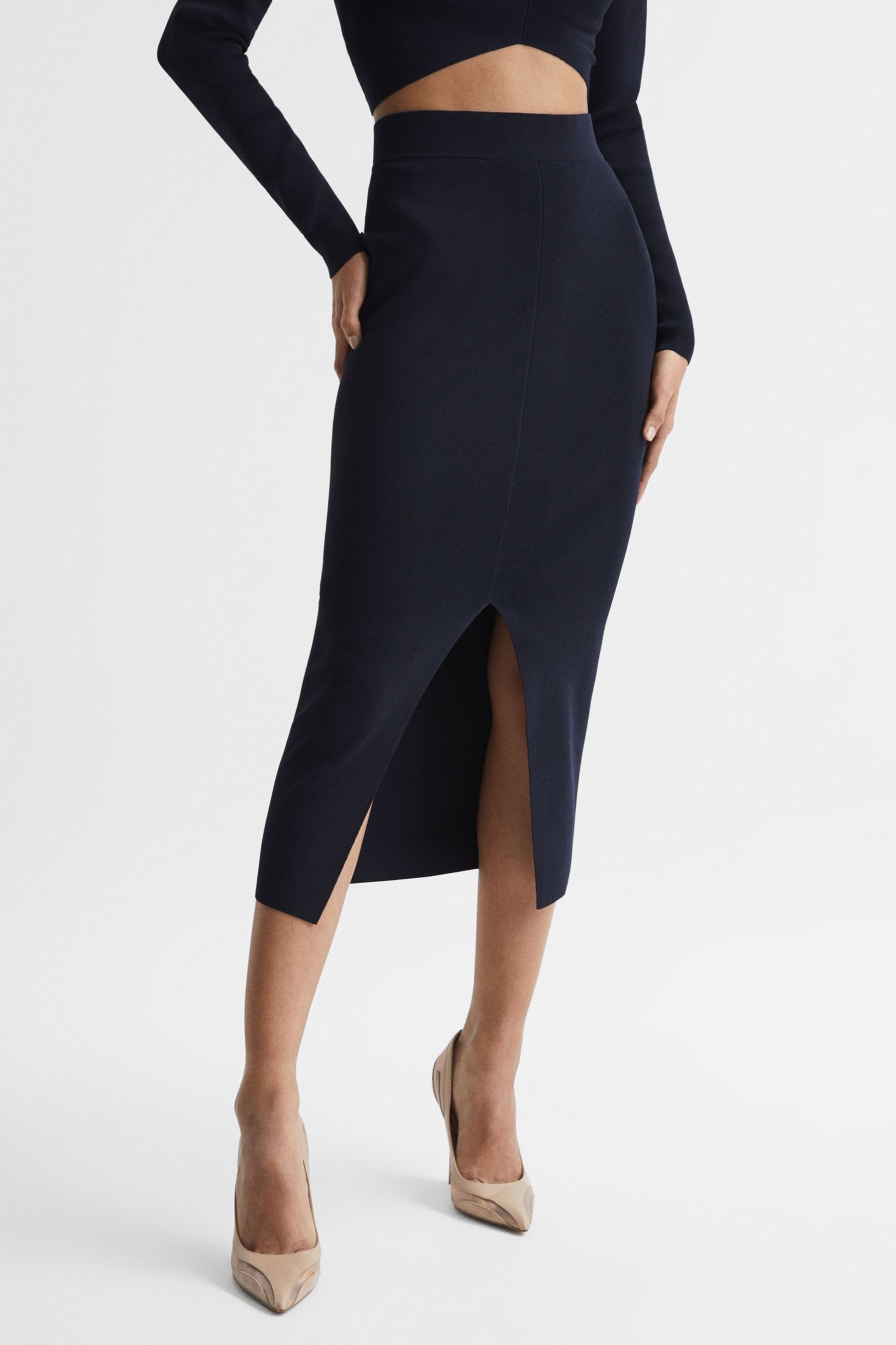 Buy Reiss Dark Navy Erin Knitted Co Ord Midi Skirt from Next Luxembourg