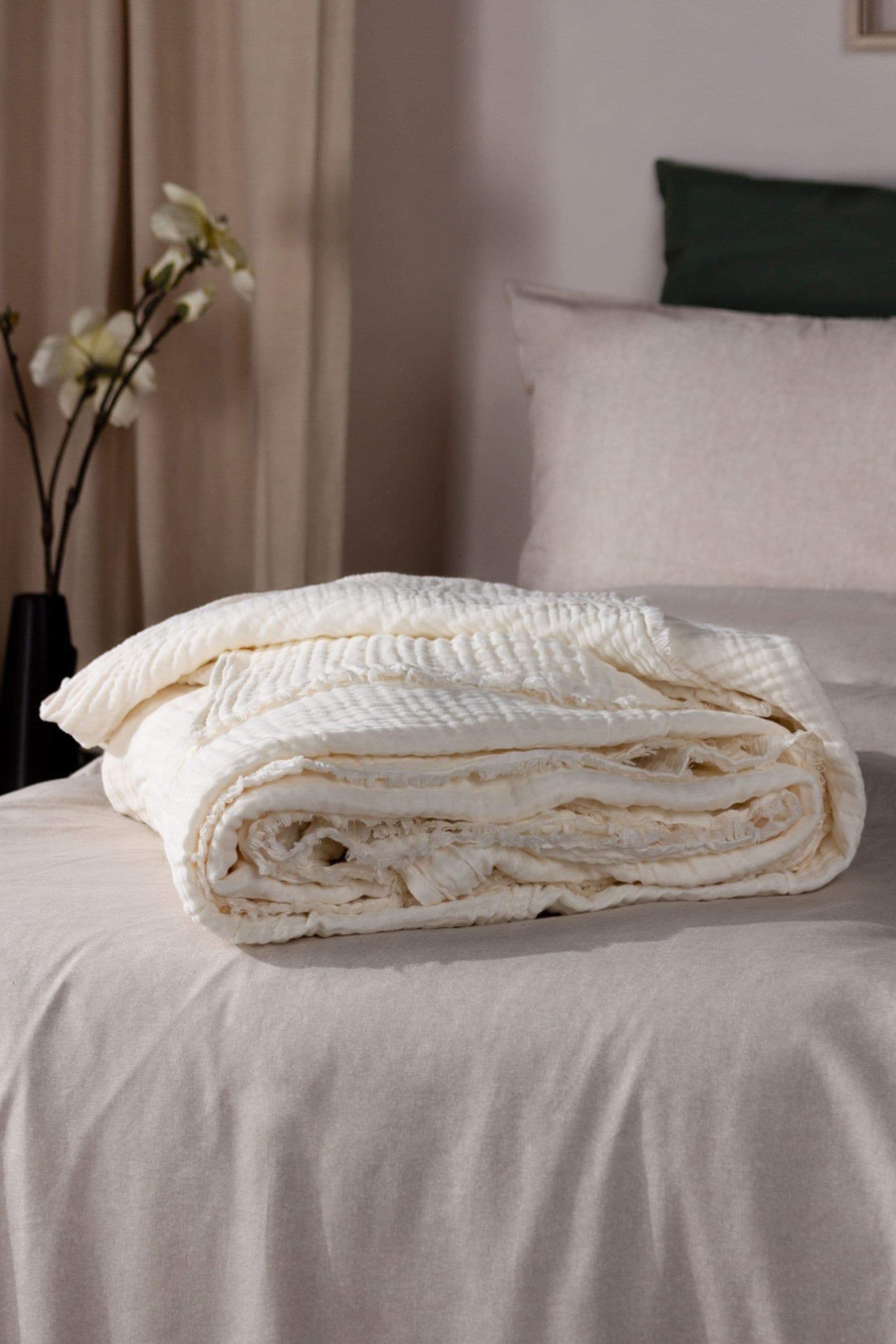Buy Yard Warm White Lark 4 Layer Muslin Crinkle 100 Cotton Throw from the Next UK online shop