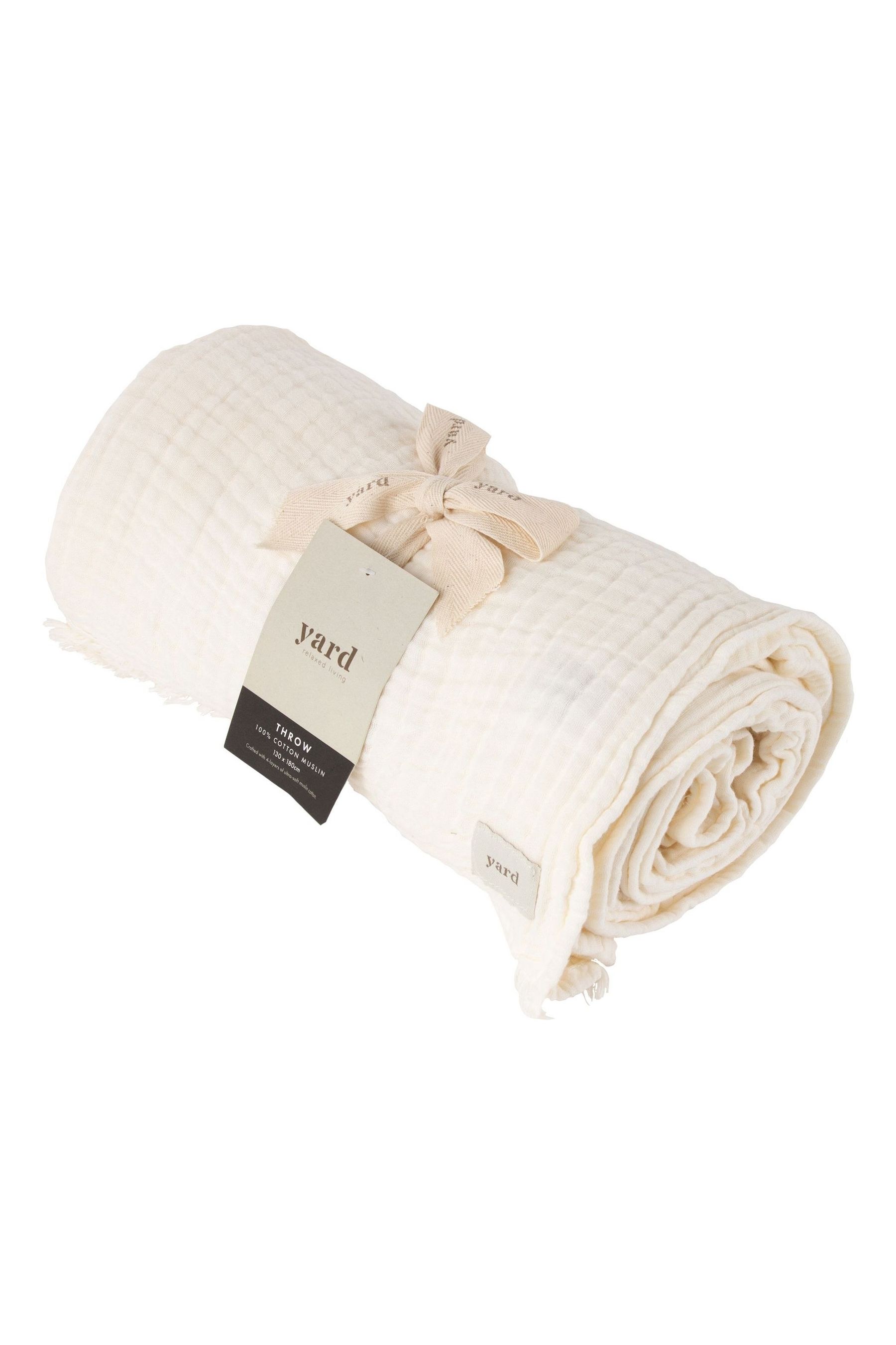 Yard Warm White Lark 4 Layer Muslin Crinkle 100 Cotton Throw Adult