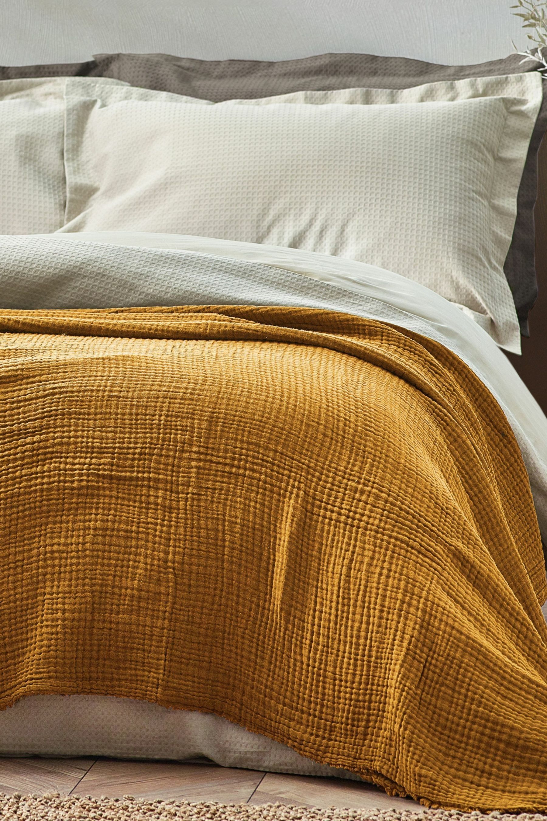 Yard Cumin Yellow Lark 4 Layer Muslin Crinkle 100 Cotton Throw