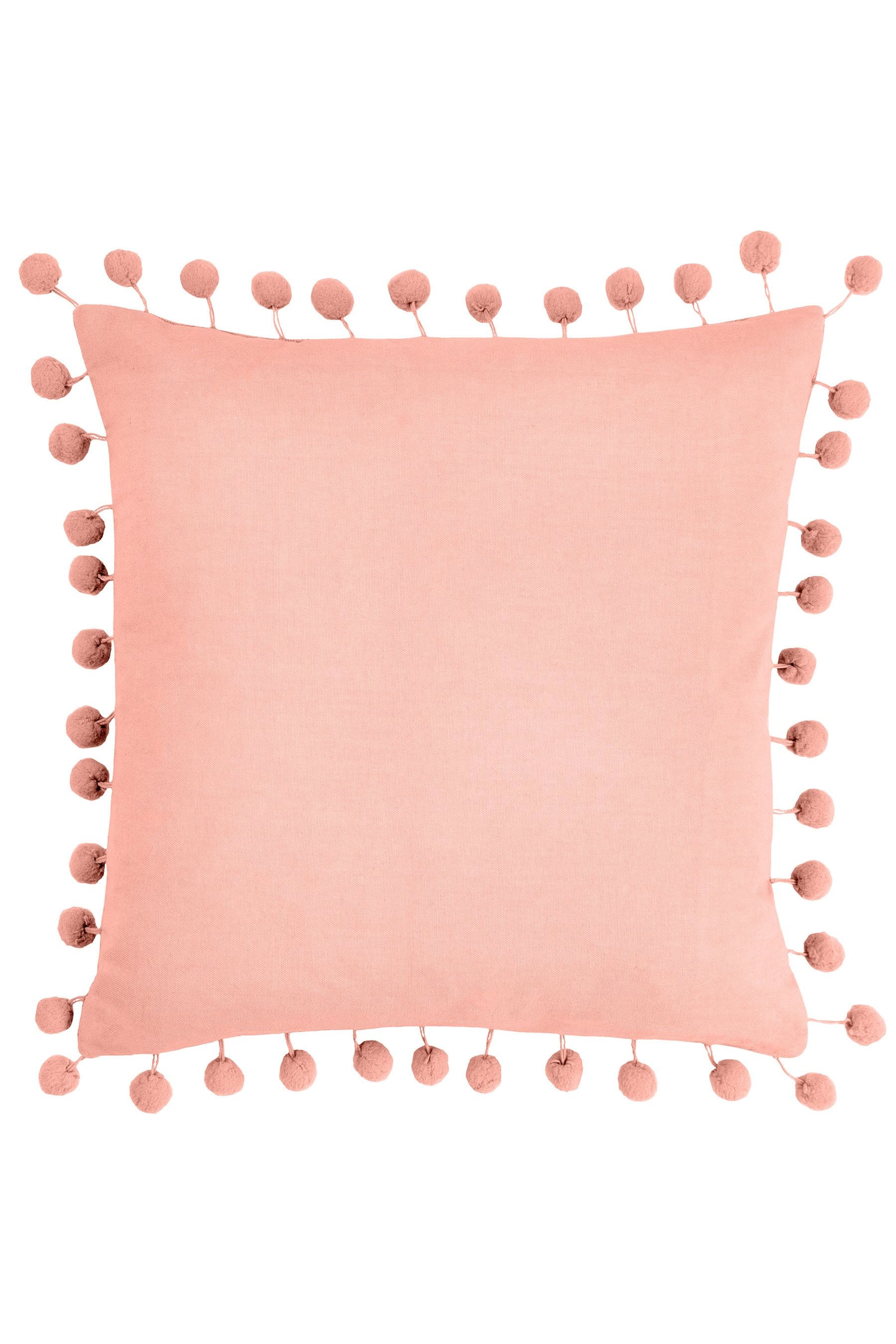 Buy Furn Pale Pink Dora 100 Cotton Velvet Pom Pom Trim Cushion from Next Luxembourg