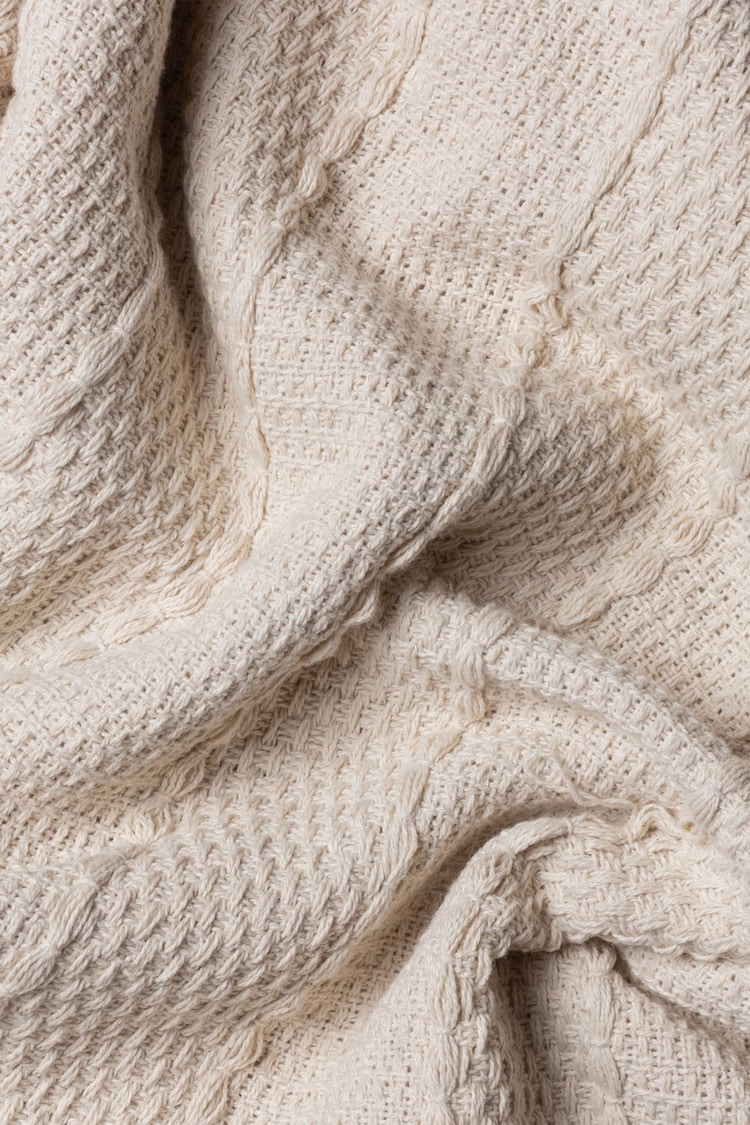 Yard Natural Beige Caliche Woven Contrast Tasselled Throw - Image 2 of 4