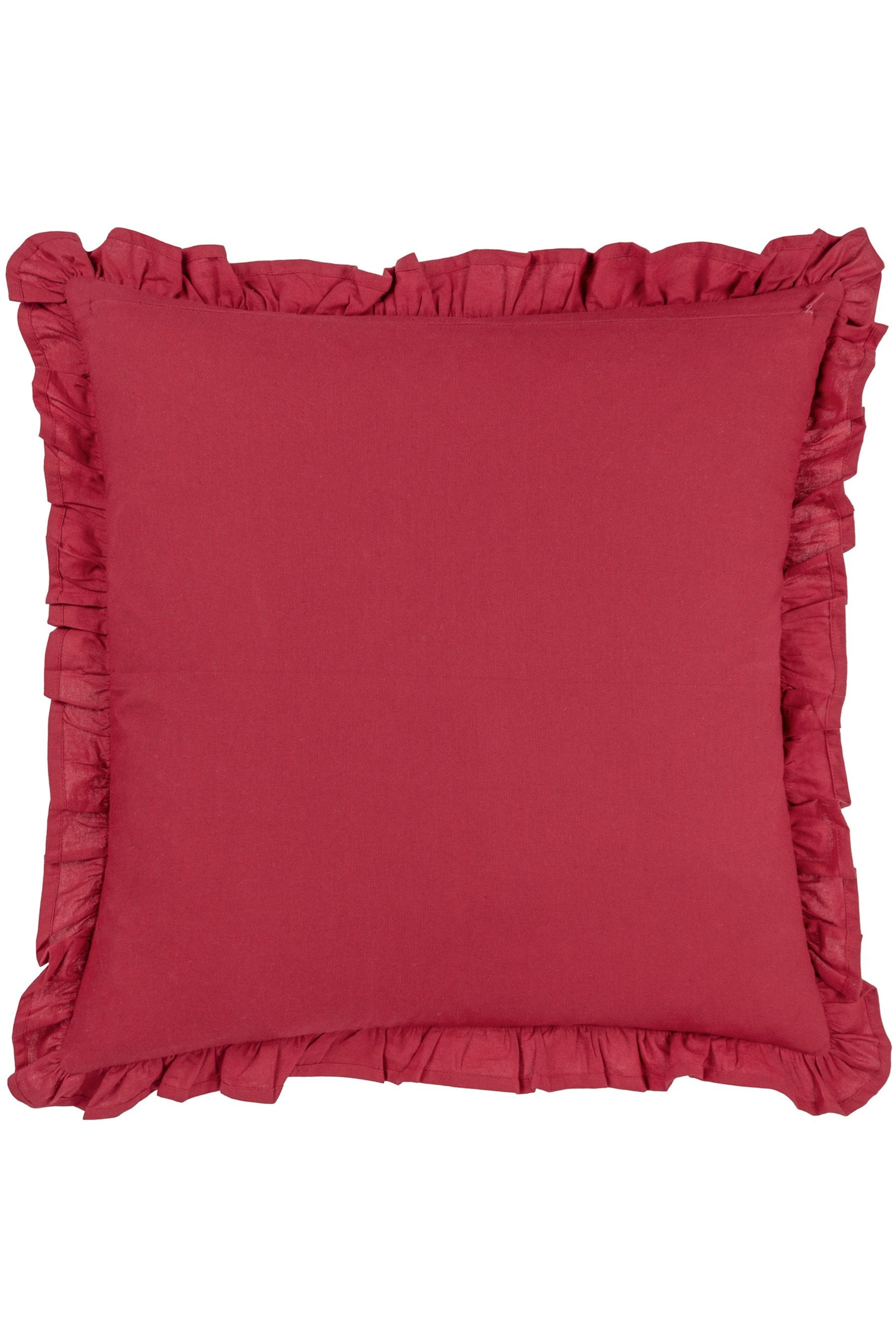 Riva Paoletti Redcurrant Kirkton Floral Tile Cotton Pleated Cushion - Image 4 of 7