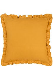 Riva Paoletti Ochre Yellow Kirkton Floral Tile Cotton Pleated Cushion - Image 4 of 6