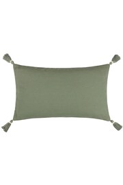 Yard Eucalyptus Green Caliche 100% Cotton Knit Tasselled Cushion - Image 3 of 6