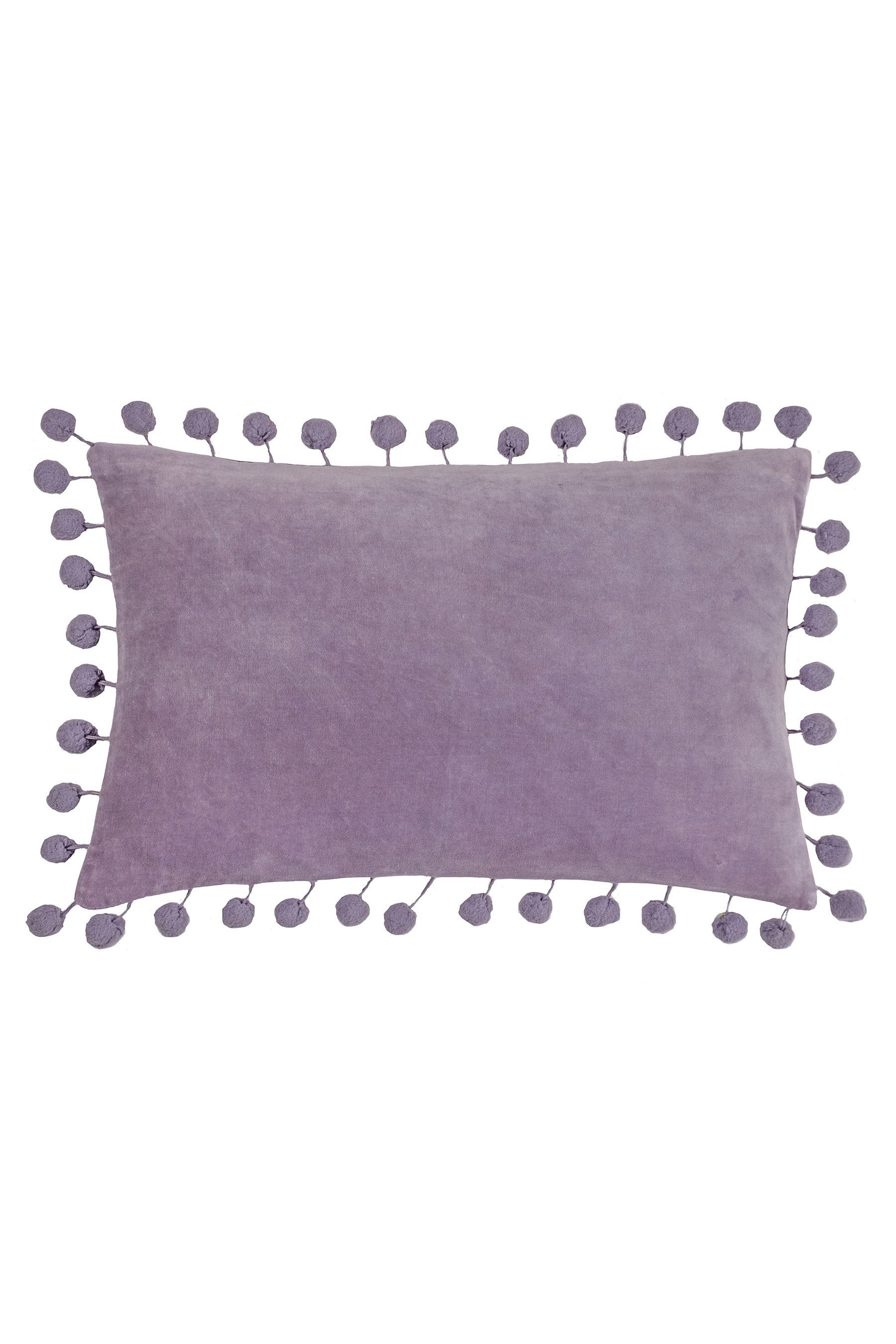 Buy Furn Lilac Purple Dora Rectangular 100 Cotton Velvet Pom Pom Cushion from Next Luxembourg