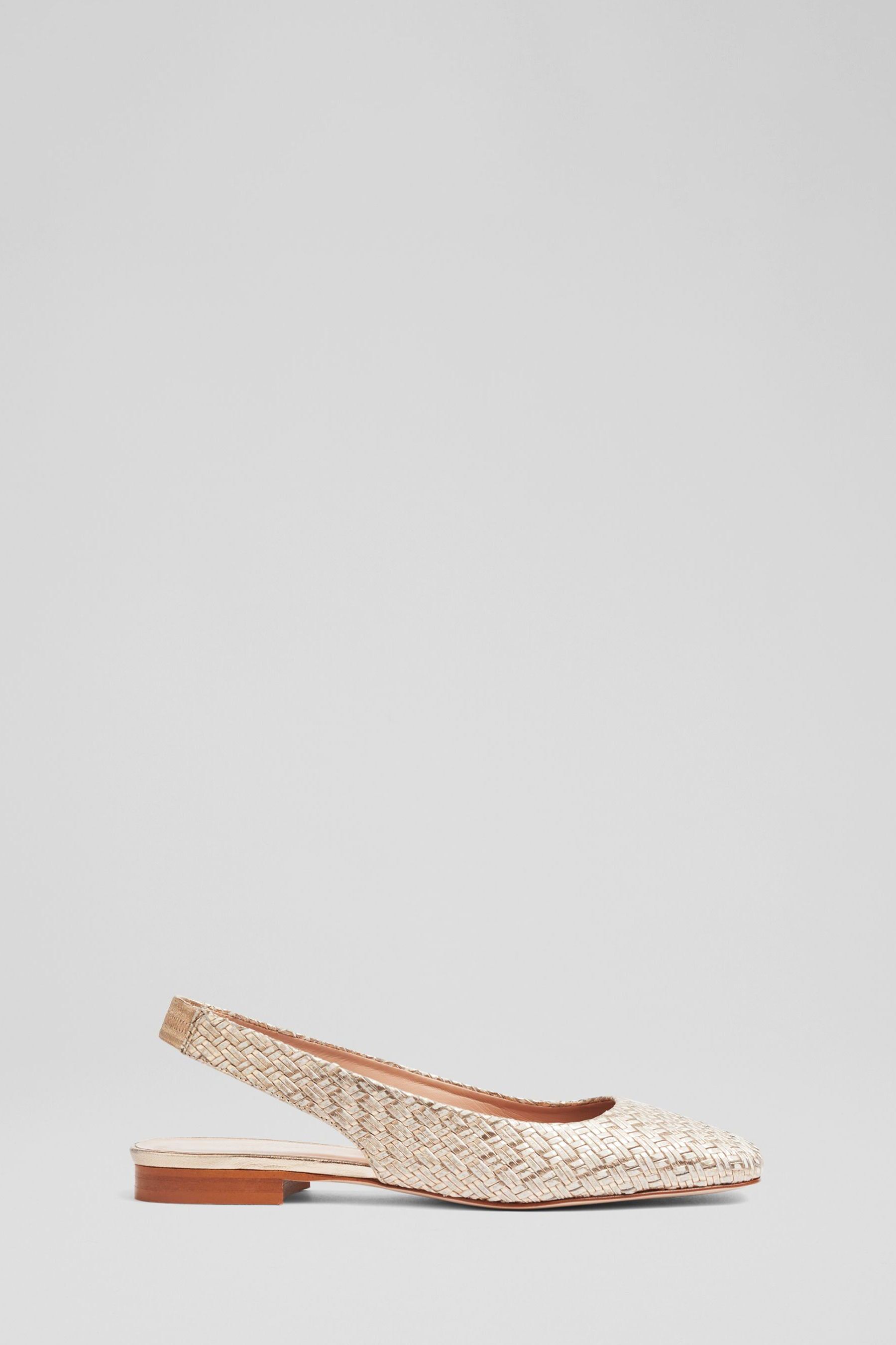 Woven leather slingbacks store