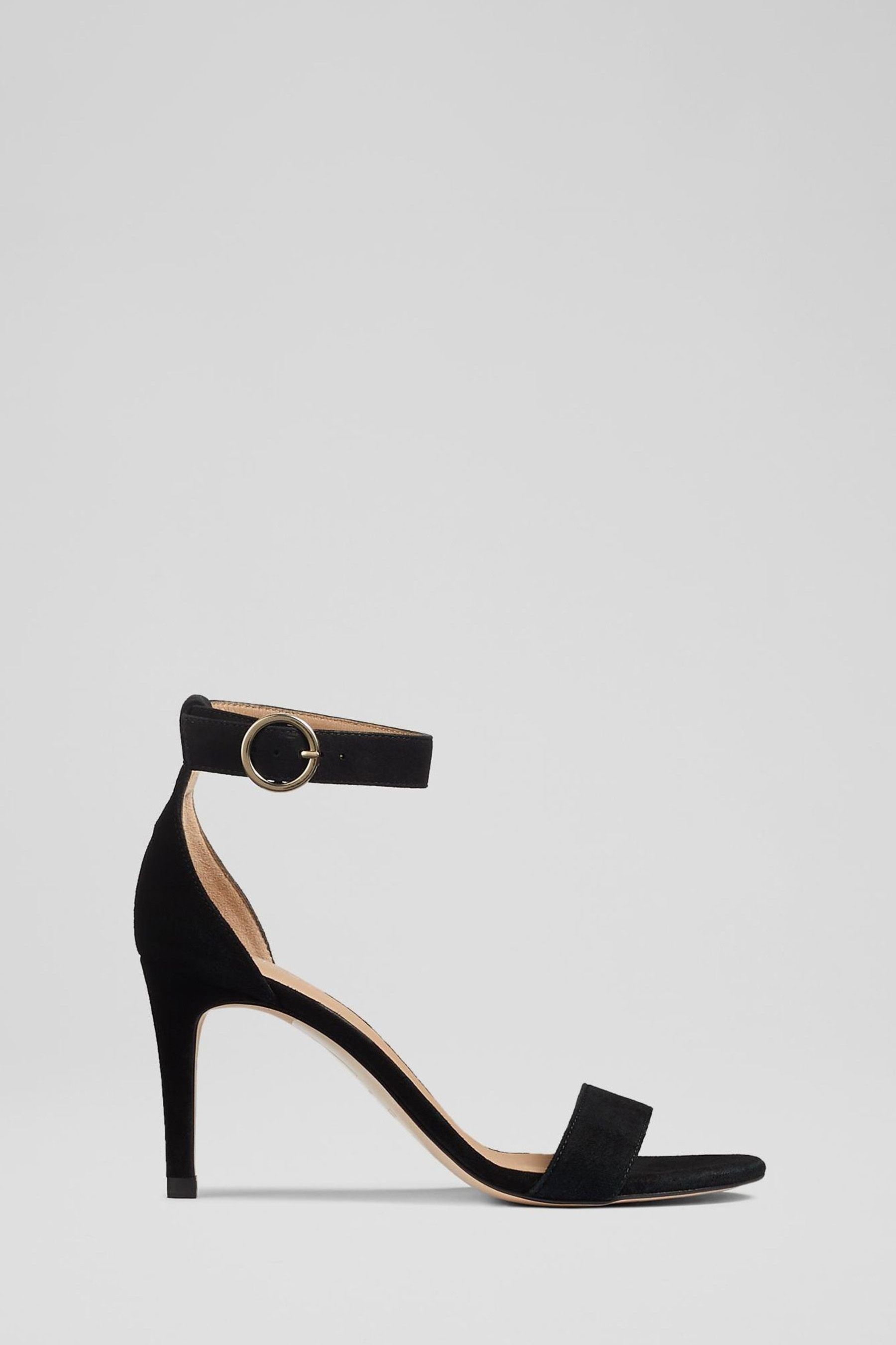 LK Bennett Black Suede Ivy Single Strap Sandals 3 EU 36 Womens
