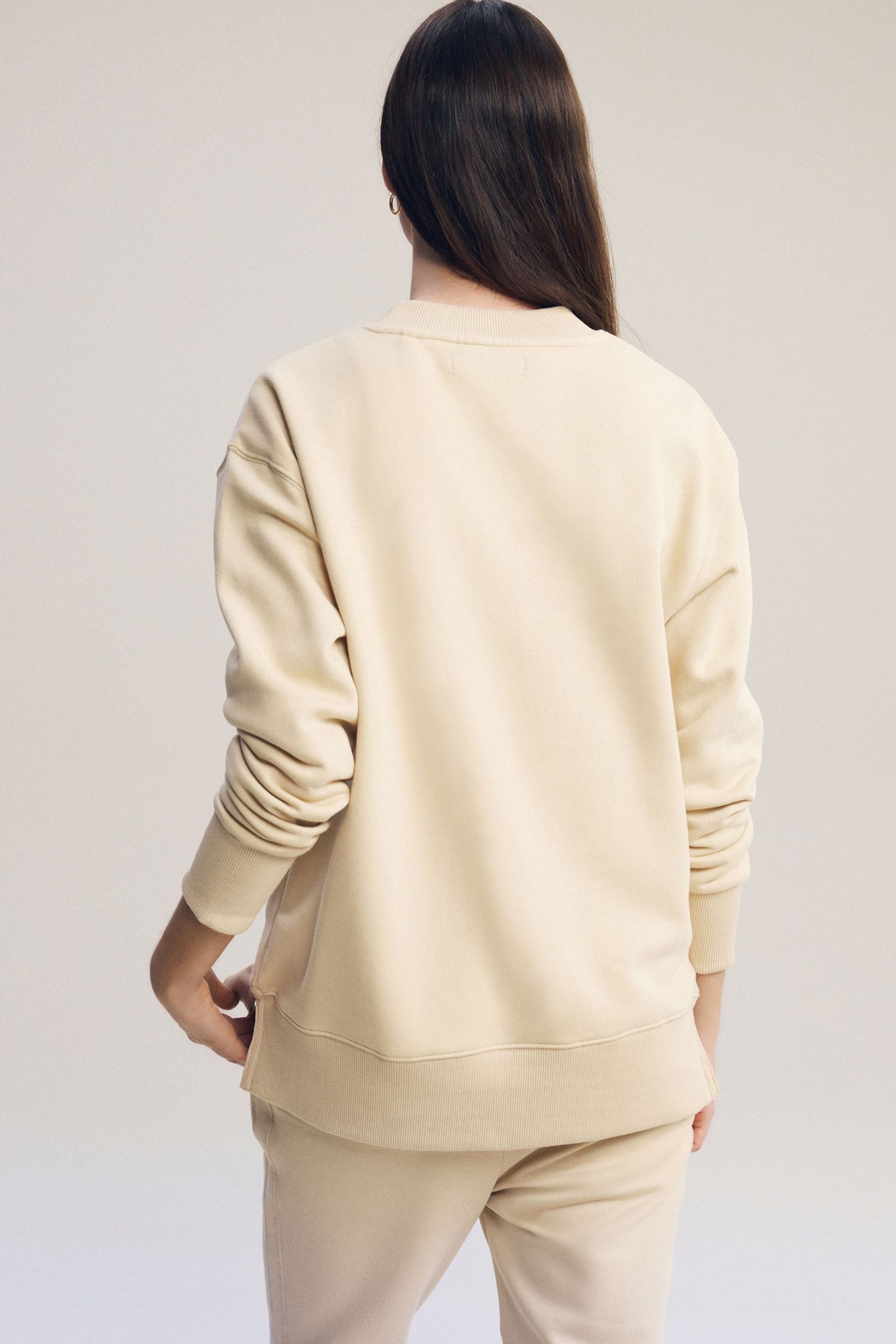 Neutral Essentials Longline Relaxed Fit Cotton Sweatshirt - Image 3 of 6