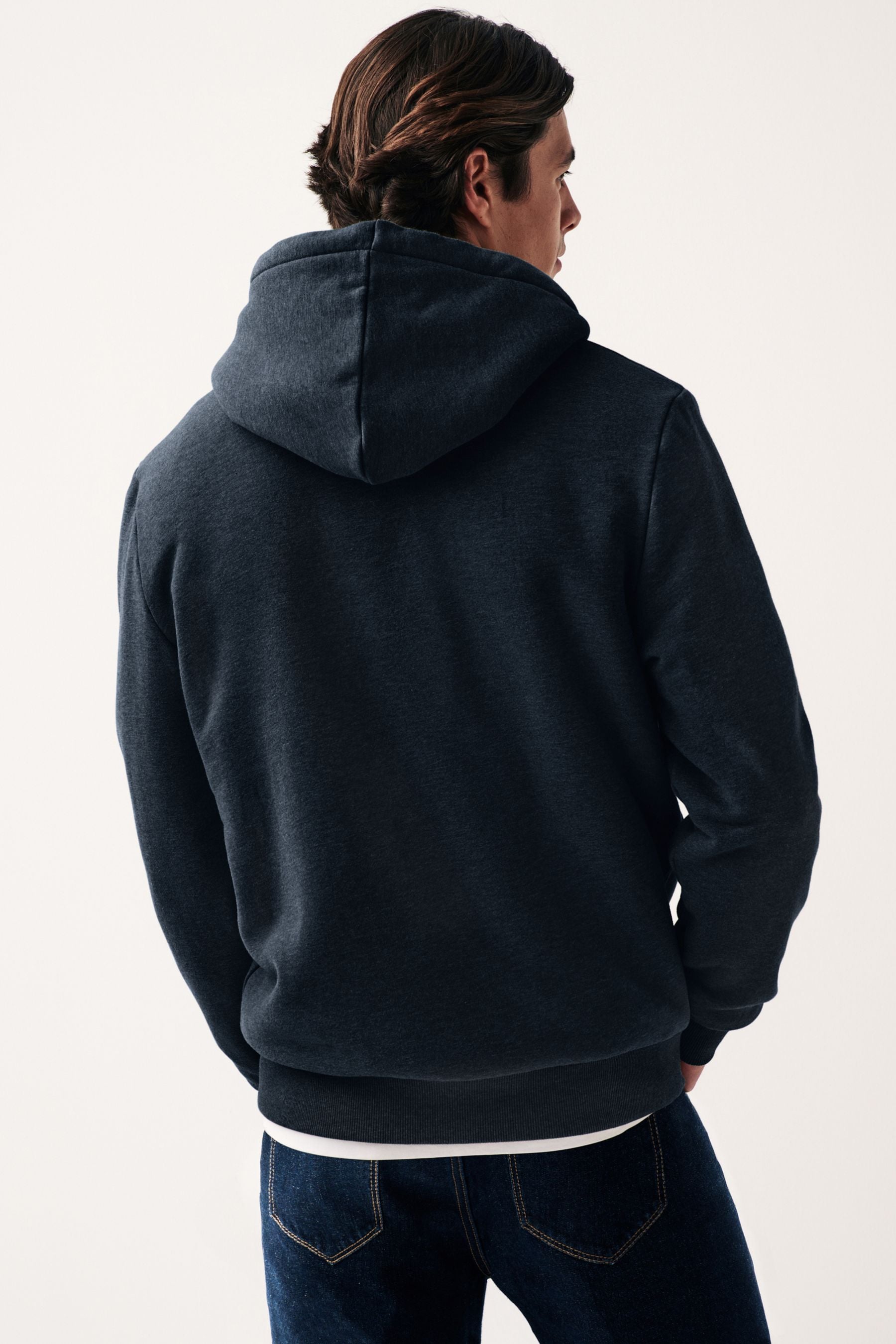Buy Navy Blue Borg Fleece Zip Through Hoodie from Next Luxembourg