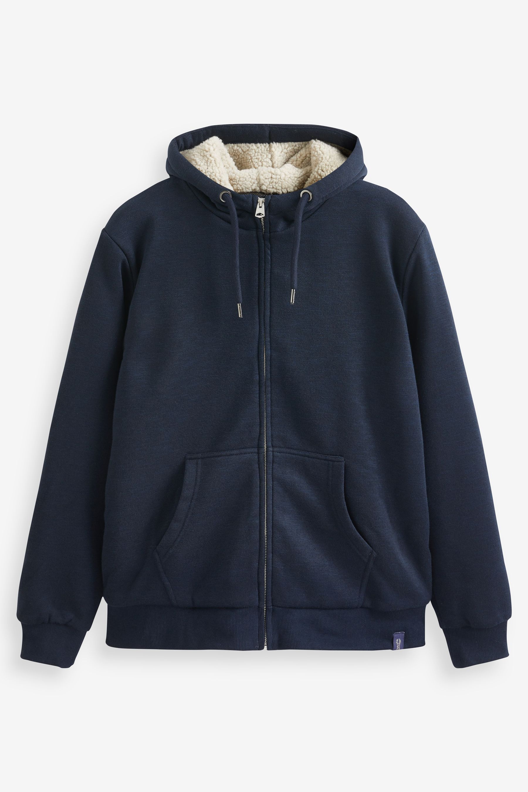 Buy Navy Blue Borg Fleece Zip Through Hoodie from Next Luxembourg