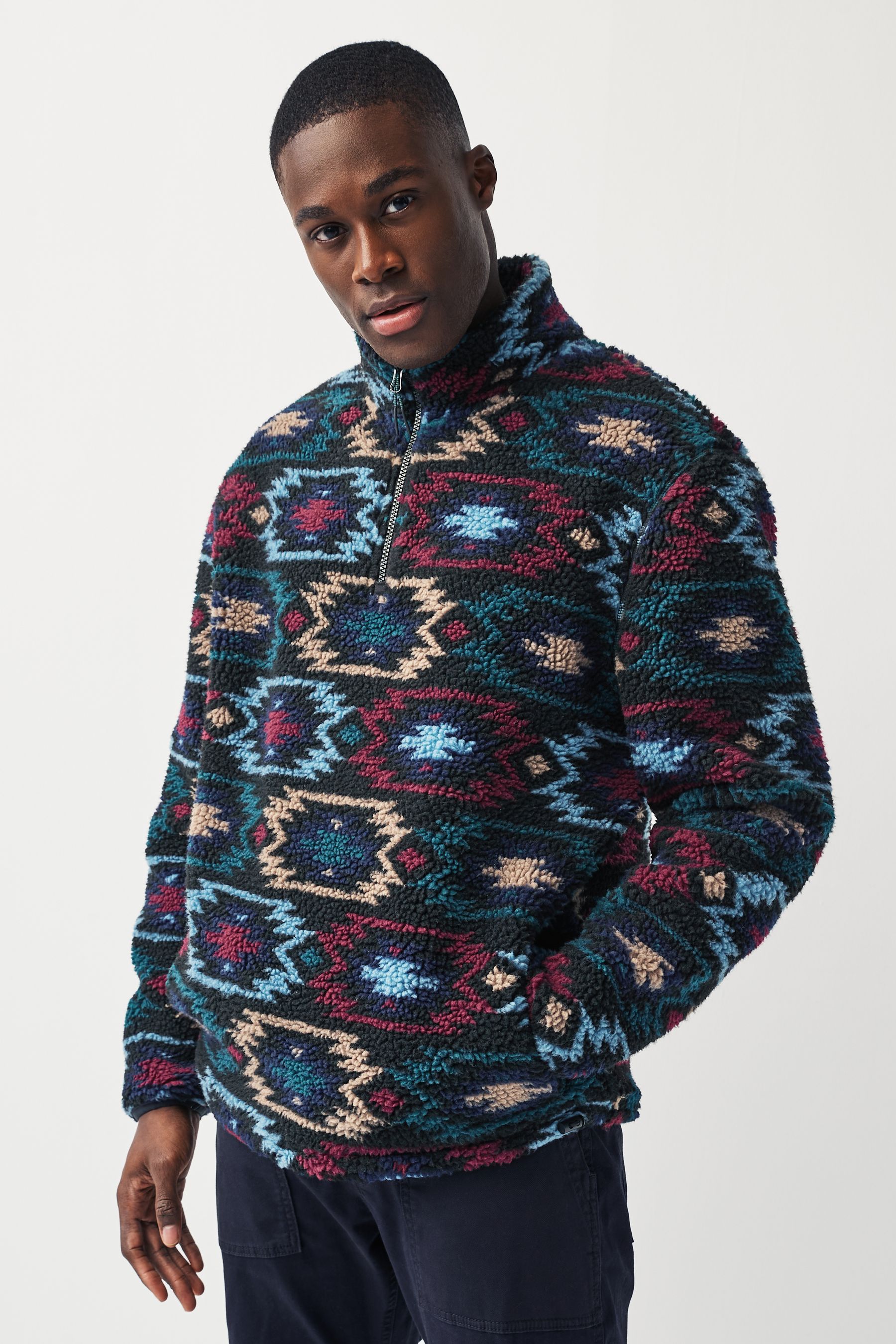 Buy Multi Borg Fleece Funnel Quarter Zip Neck from Next Luxembourg