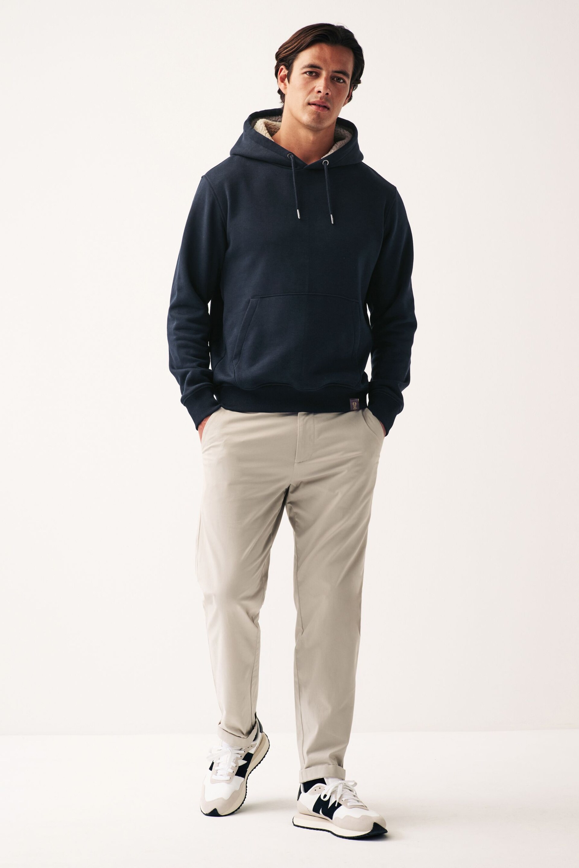 Navy Blue Borg Fleece Lined Hoodie - Image 3 of 7