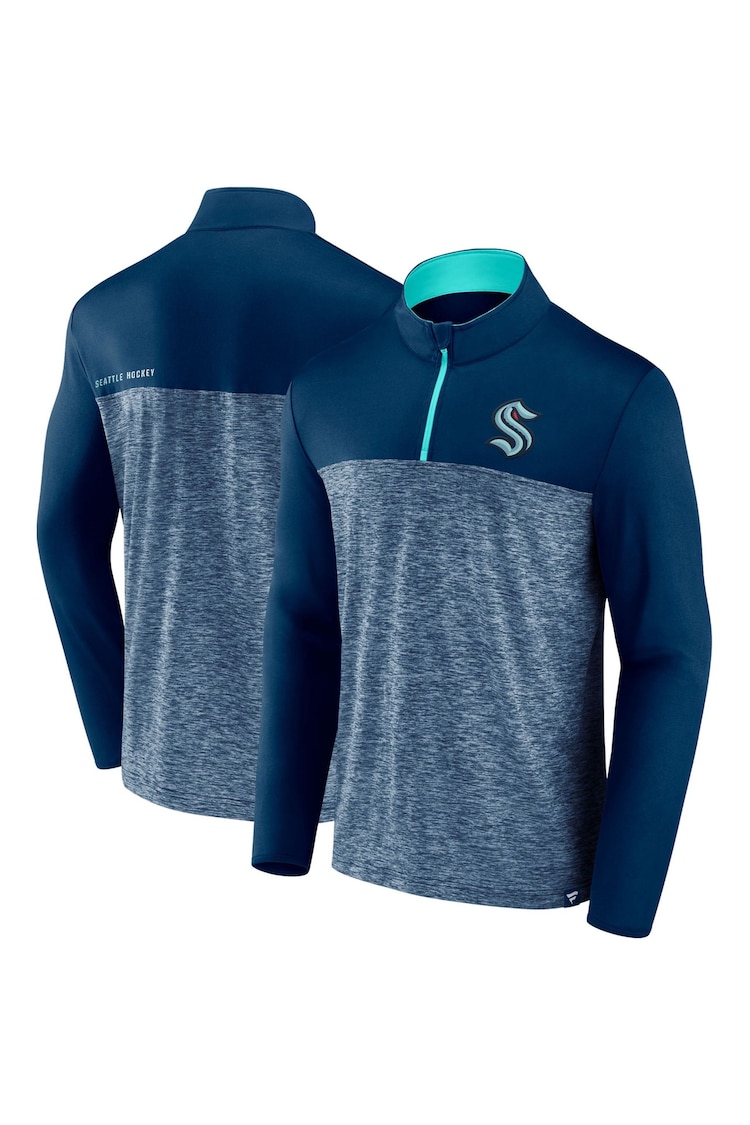 Seattle Kraken Fanatics Blue Branded Iconic Defender 1/4 Zip Sweat Top - Image 1 of 3