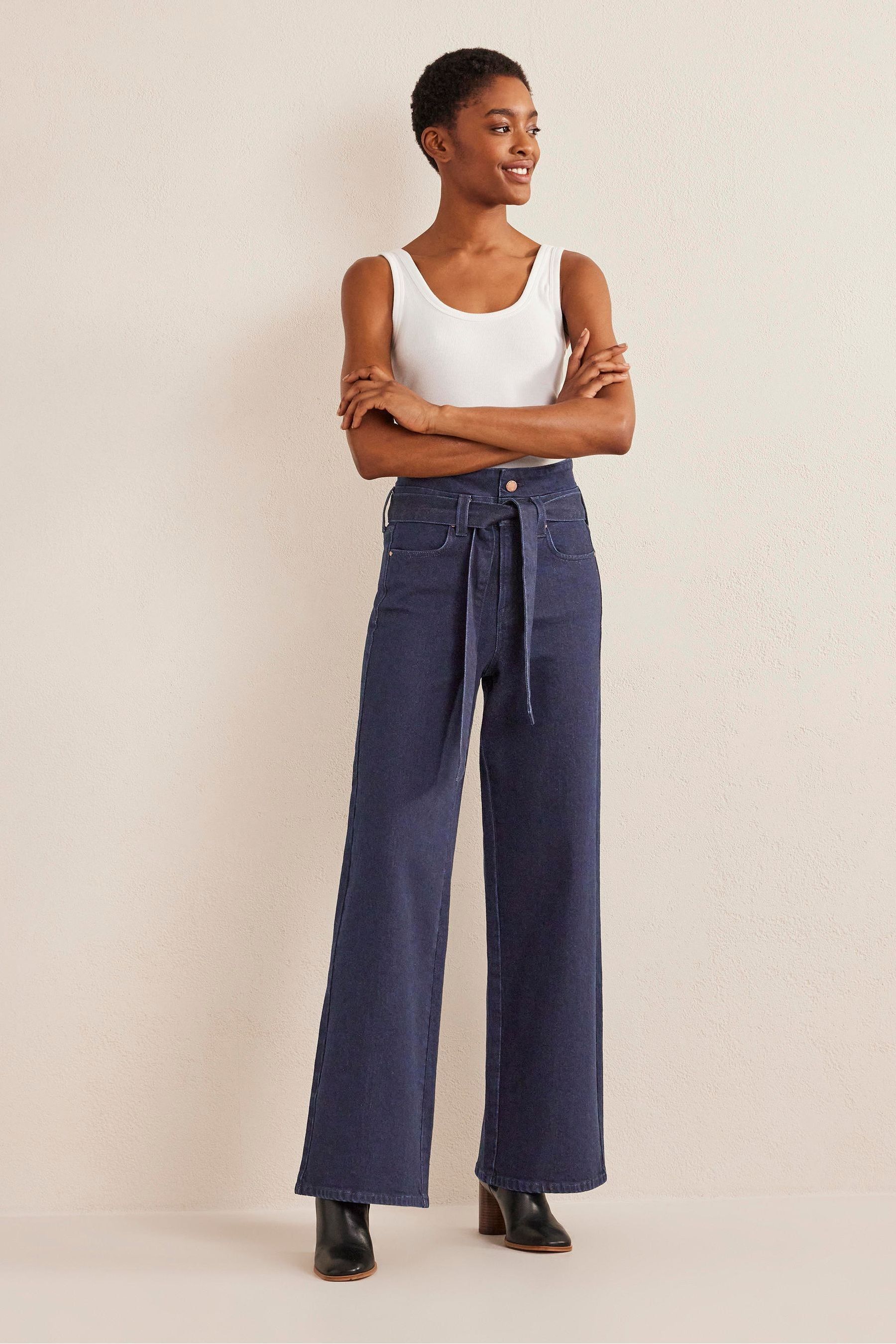 Wide leg tie waist jeans on sale
