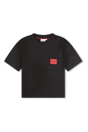 HUGO Black Patched Pocket Logo T-Shirt - Image 1 of 2