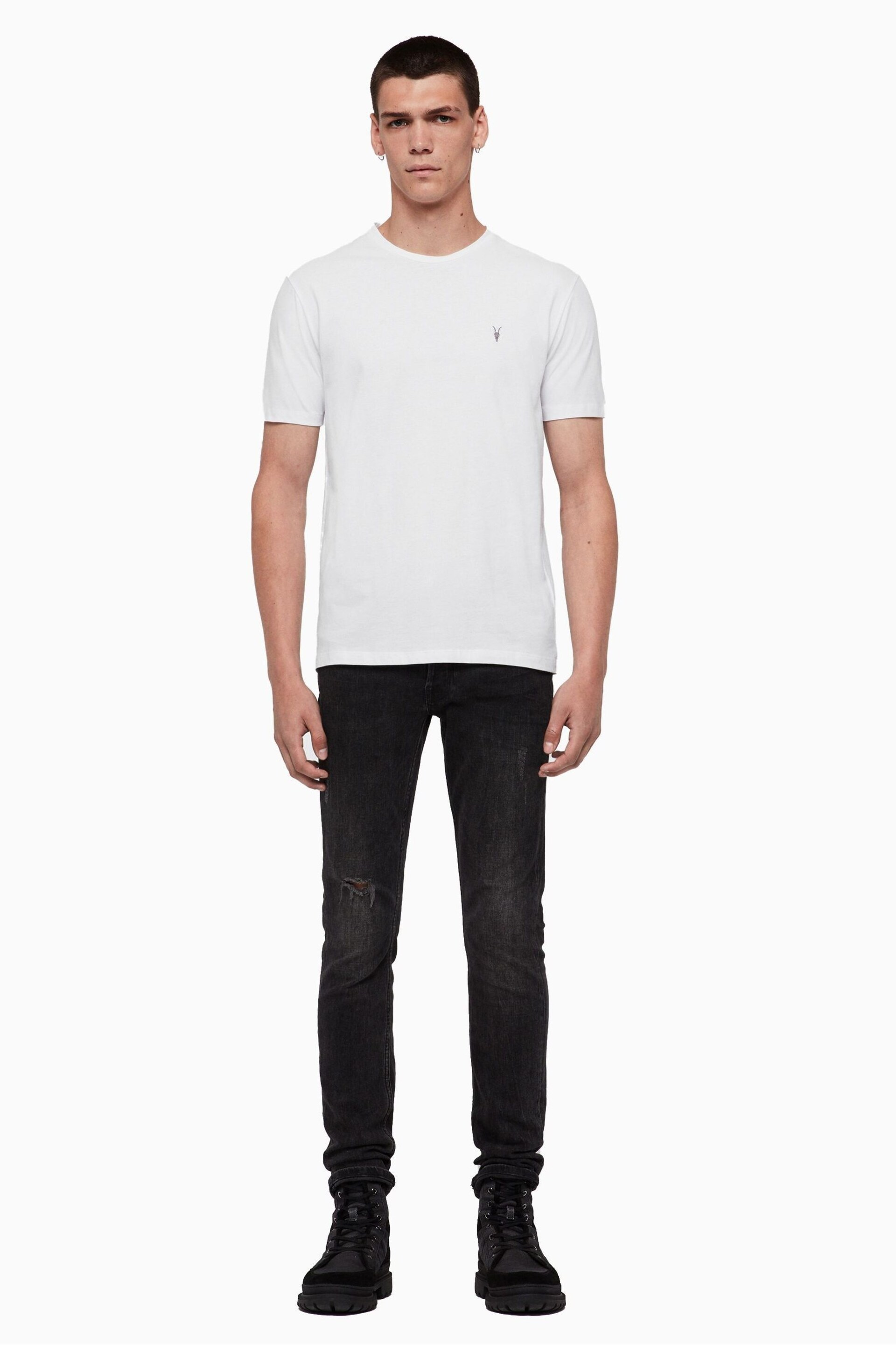 AllSaints White Brace Short Sleeve Crew T-Shirts 3 Pack - Image 3 of 6