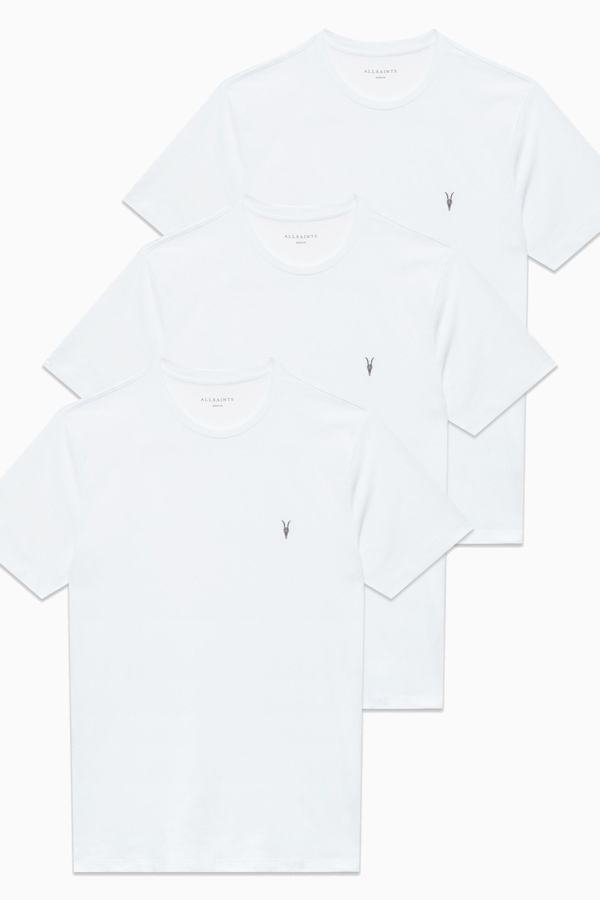 AllSaints White Brace Short Sleeve Crew T-Shirts 3 Pack - Image 6 of 6