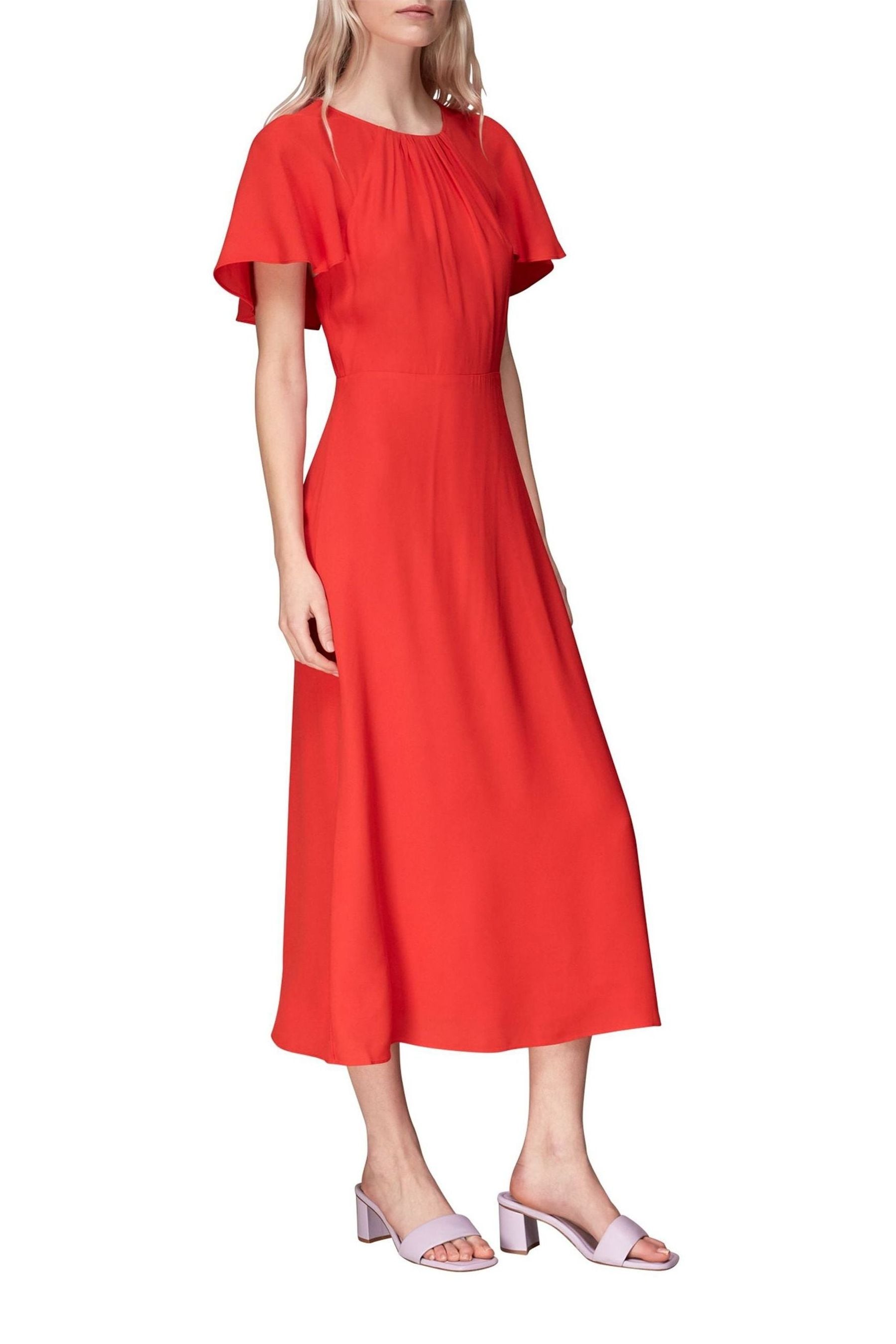 Buy Whistles Red Annabelle Cape Sleeve Dress from Next Luxembourg