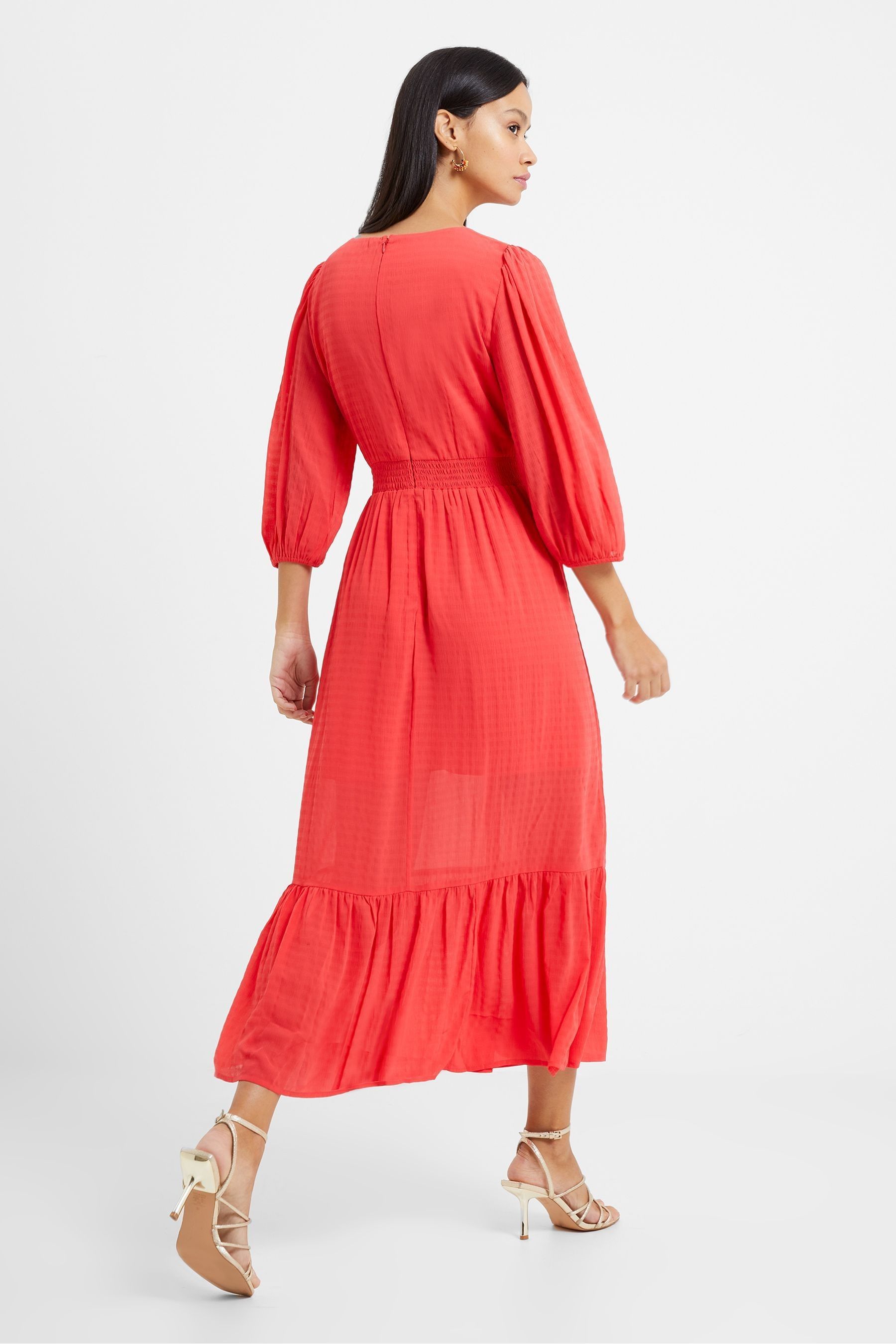 Buy French Connection Red Cora Tiered Midi Dress from Next Luxembourg