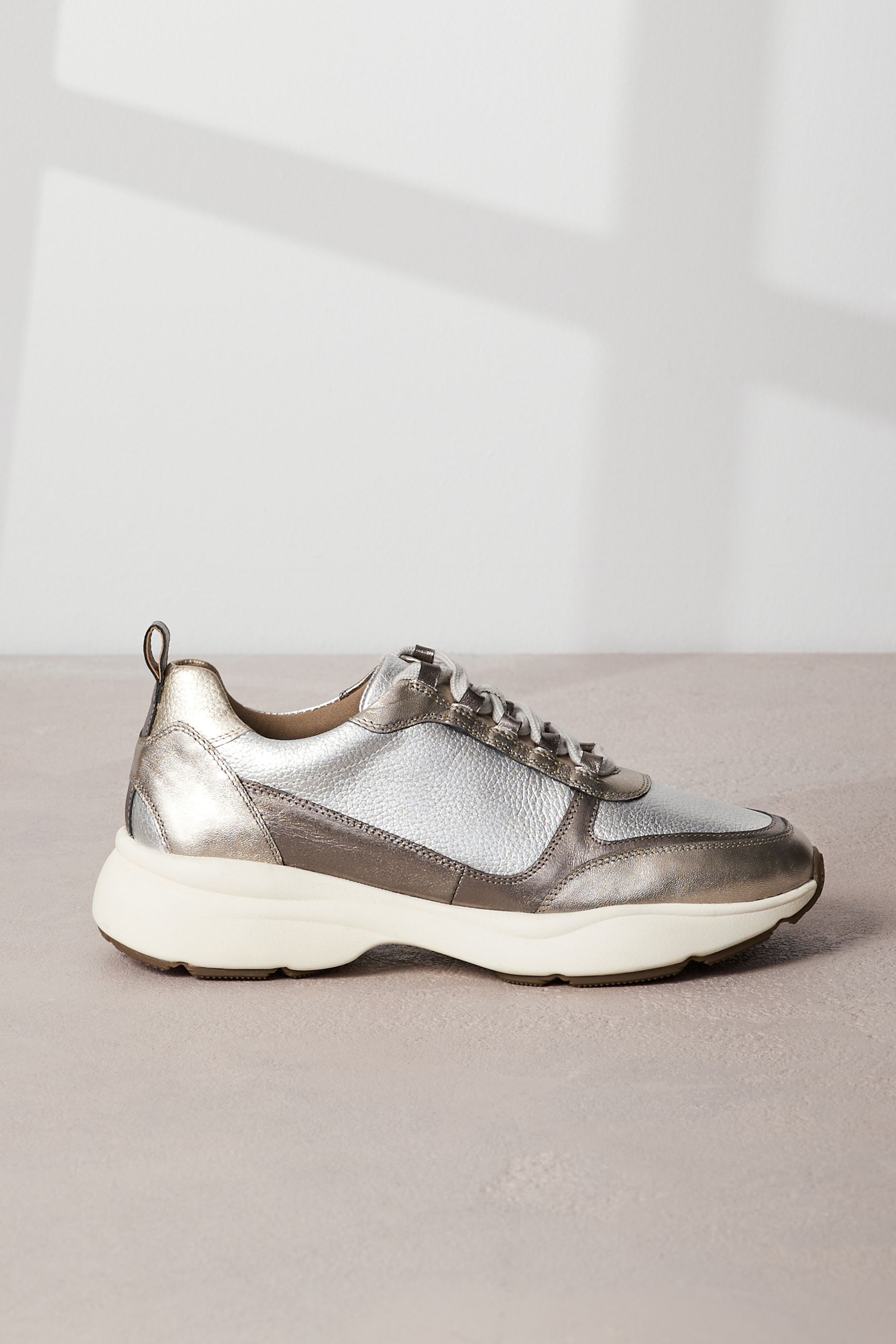 Buy Silver Signature Leather Chunky Sole Trainers from Next Slovakia